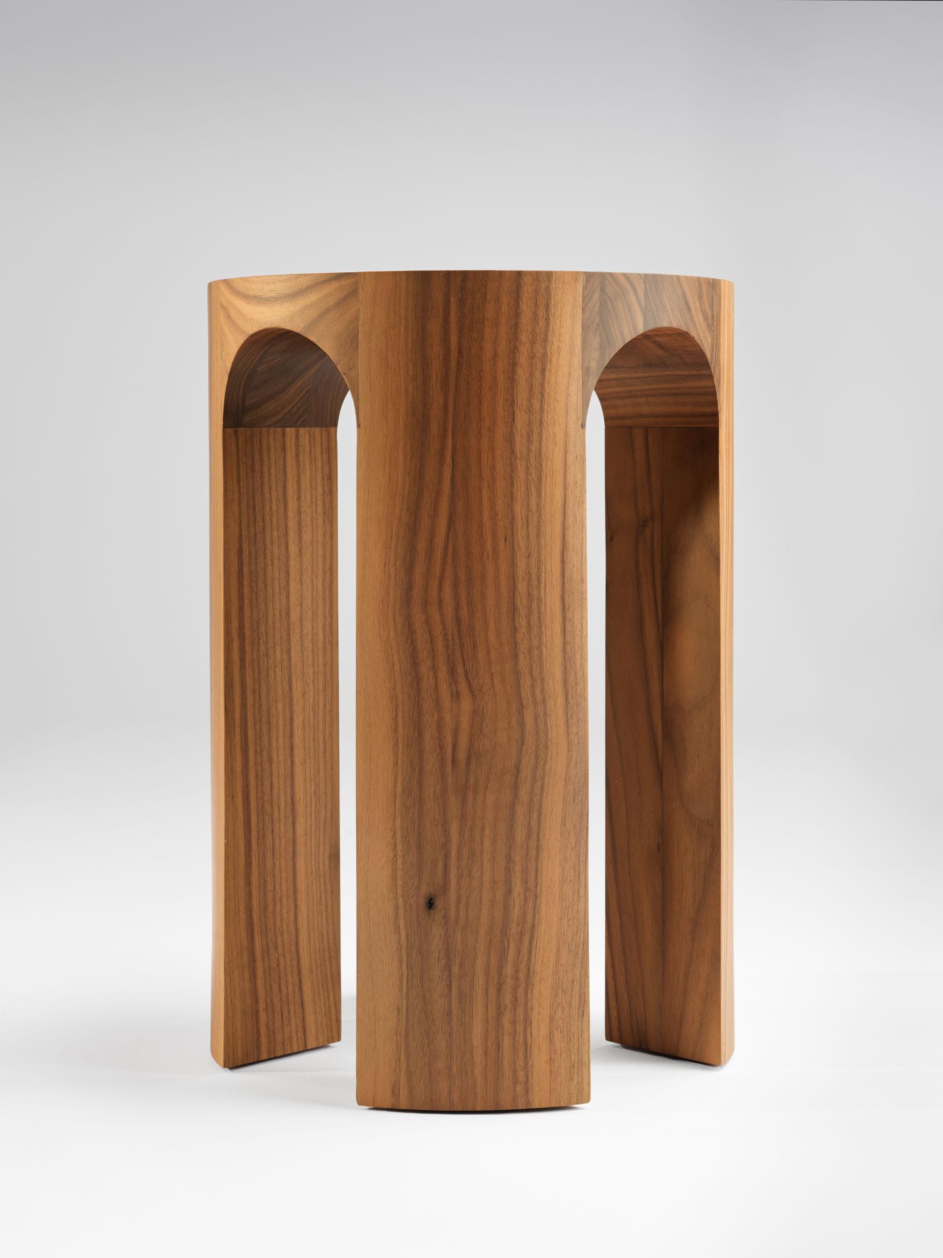 Contemporary Solid American Walnut Arcus Stool by Tim Vranken For Sale 5