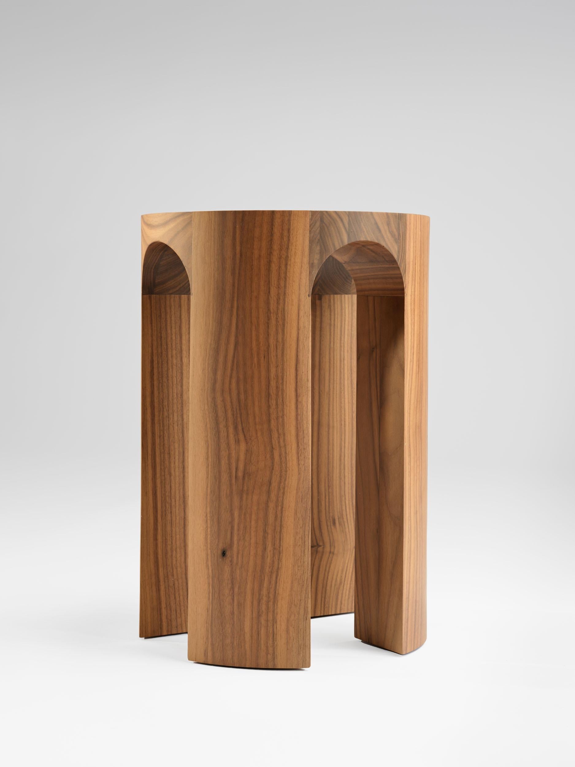 Contemporary Solid American Walnut Arcus Stool by Tim Vranken For Sale 6