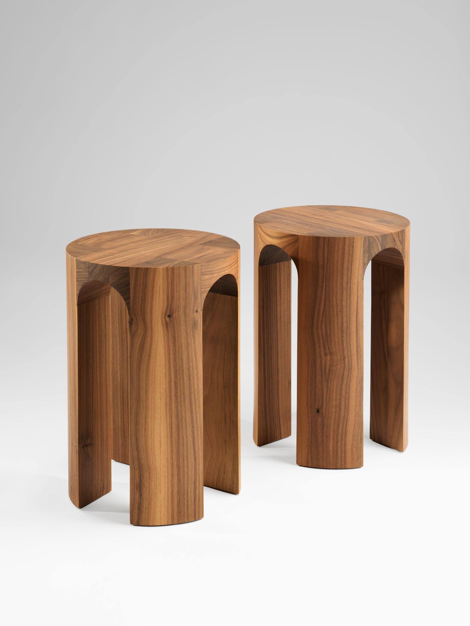 Contemporary Solid American Walnut Arcus Stool by Tim Vranken For Sale 7