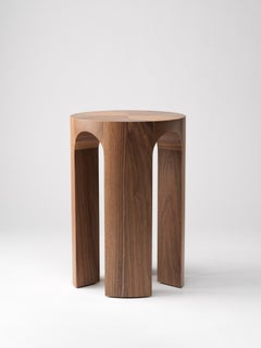 Contemporary Solid American Walnut Arcus Stool by Tim Vranken
