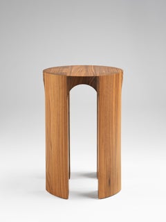 Contemporary Solid American Walnut Arcus Stool by Tim Vranken