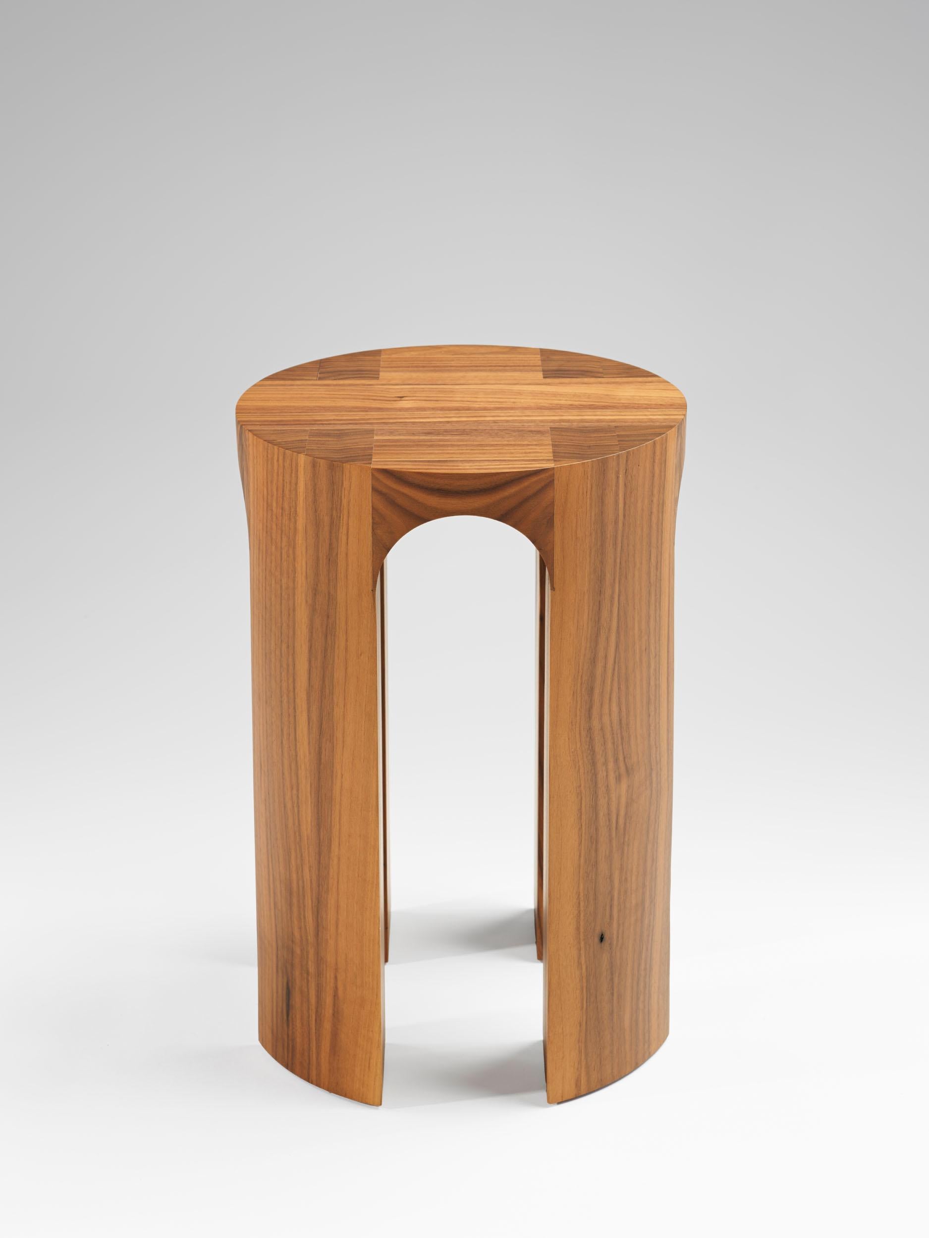 Contemporary Solid American Walnut Arcus Stool by Tim Vranken In New Condition In 1204, CH