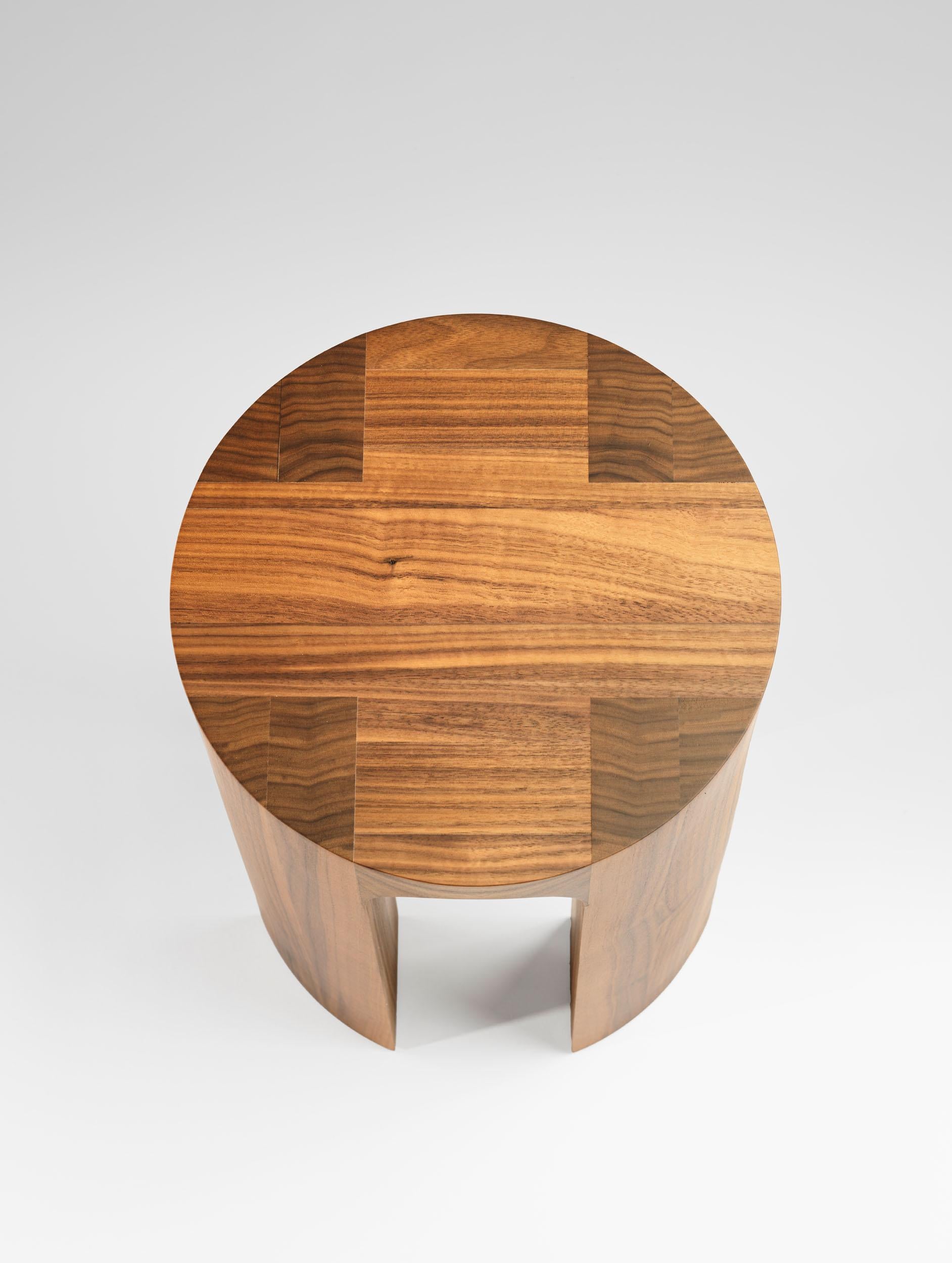 Contemporary Solid American Walnut Arcus Stool by Tim Vranken For Sale 1