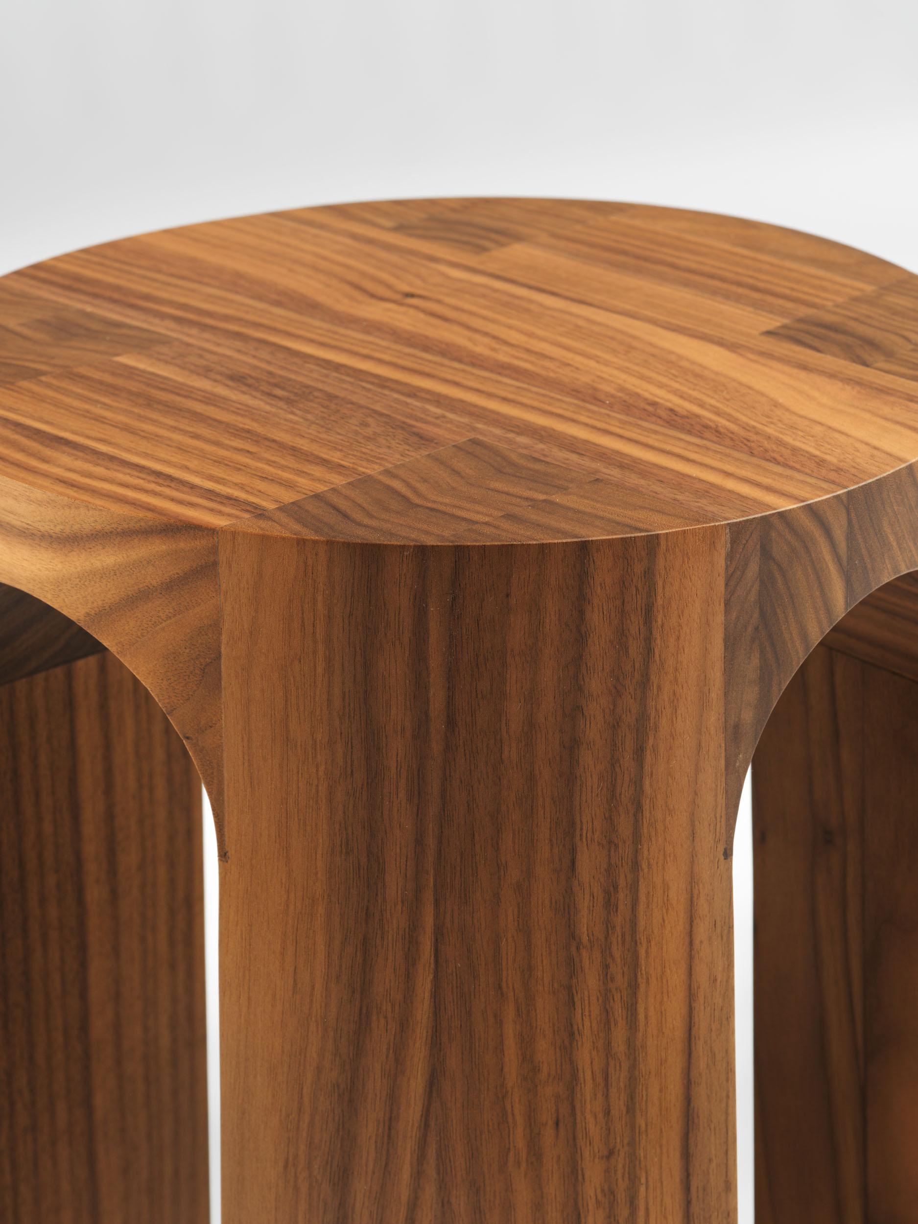 Contemporary Solid American Walnut Arcus Stool by Tim Vranken For Sale 4