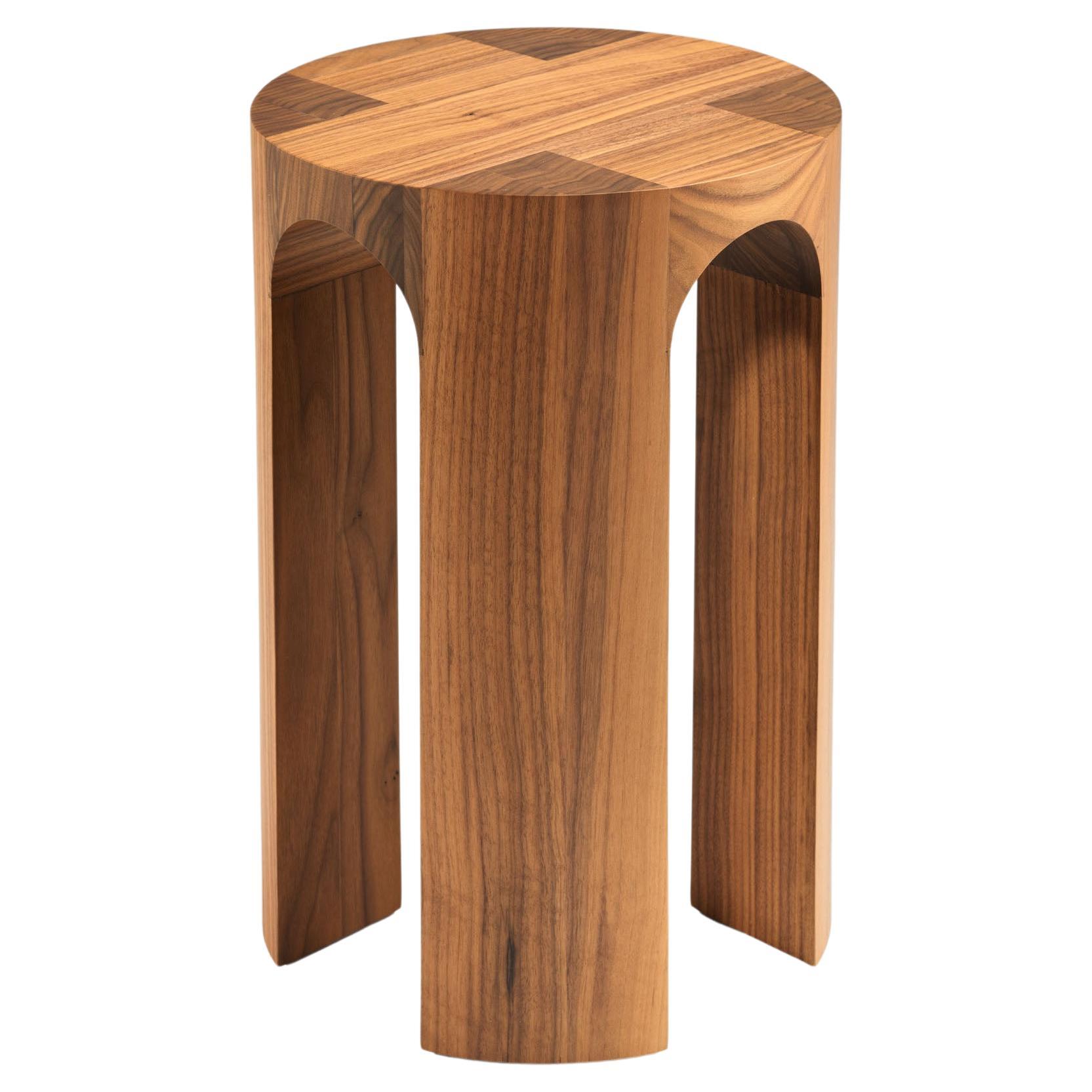 Contemporary Solid American Walnut Arcus Stool by Tim Vranken For Sale