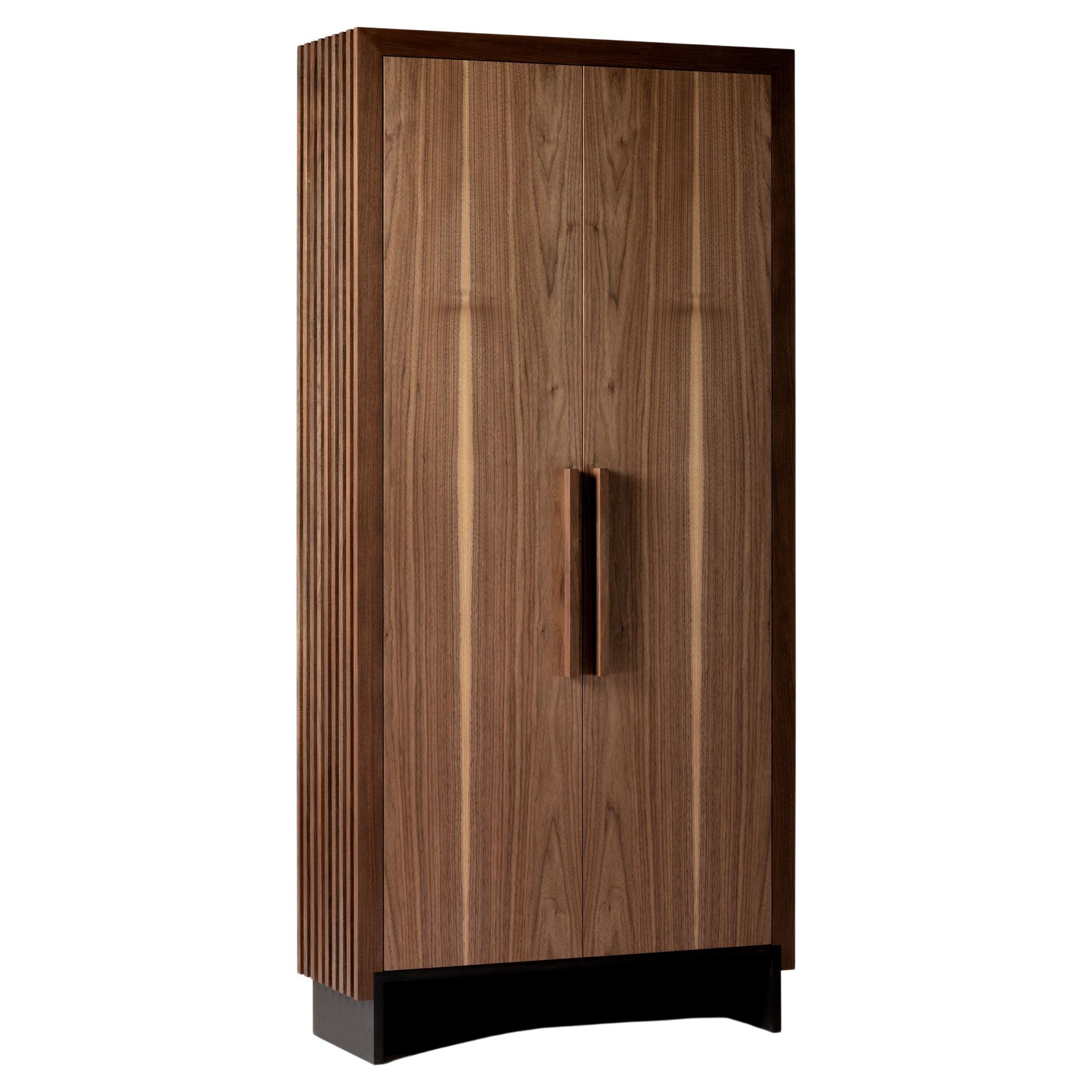 Contemporary, Solid American Walnut Handmade Ante Closet by Tim Vranken For Sale