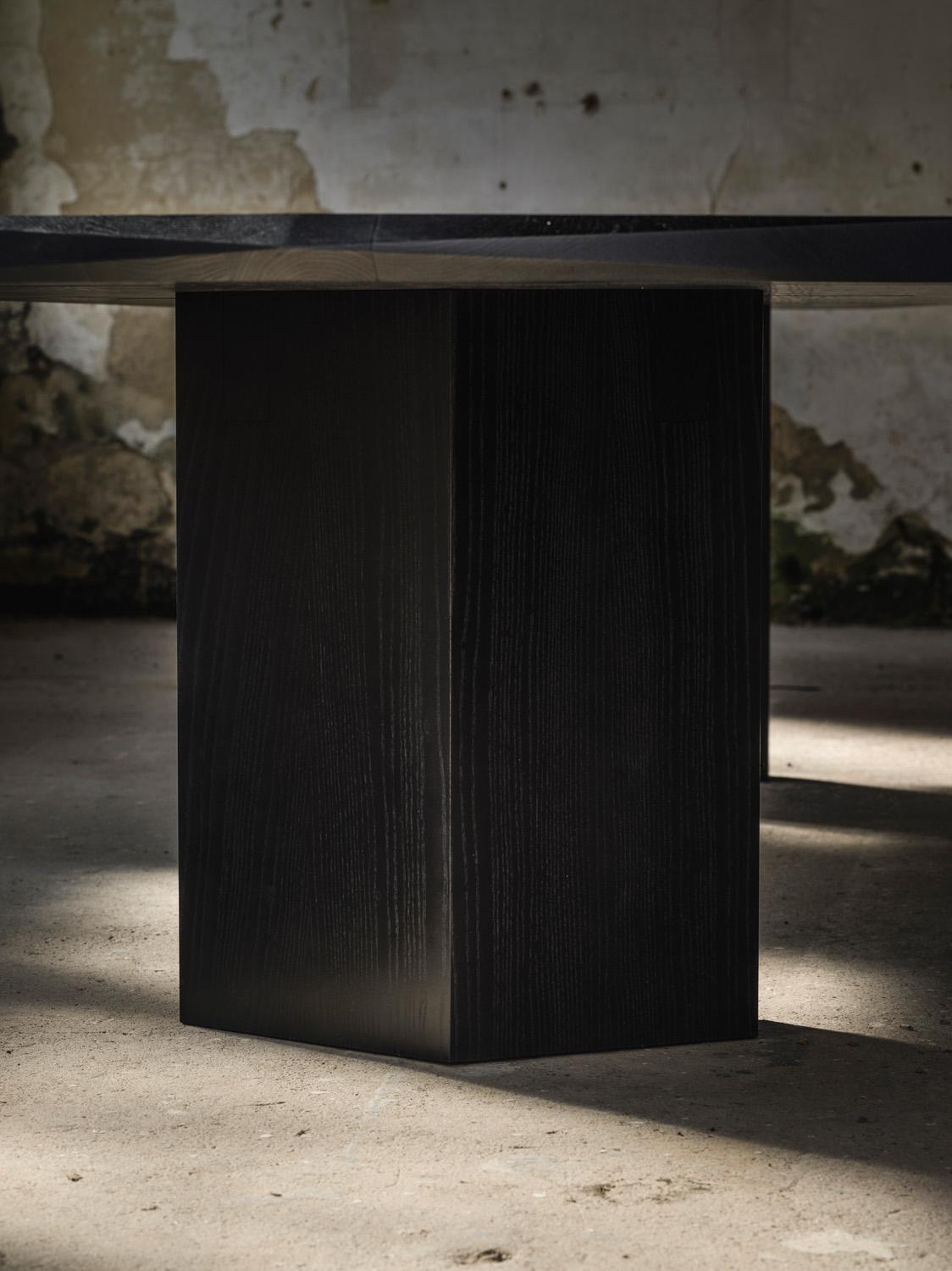 Walnut Contemporary Solid Ash Black Hera Dining Table Big by Tim Vranken For Sale
