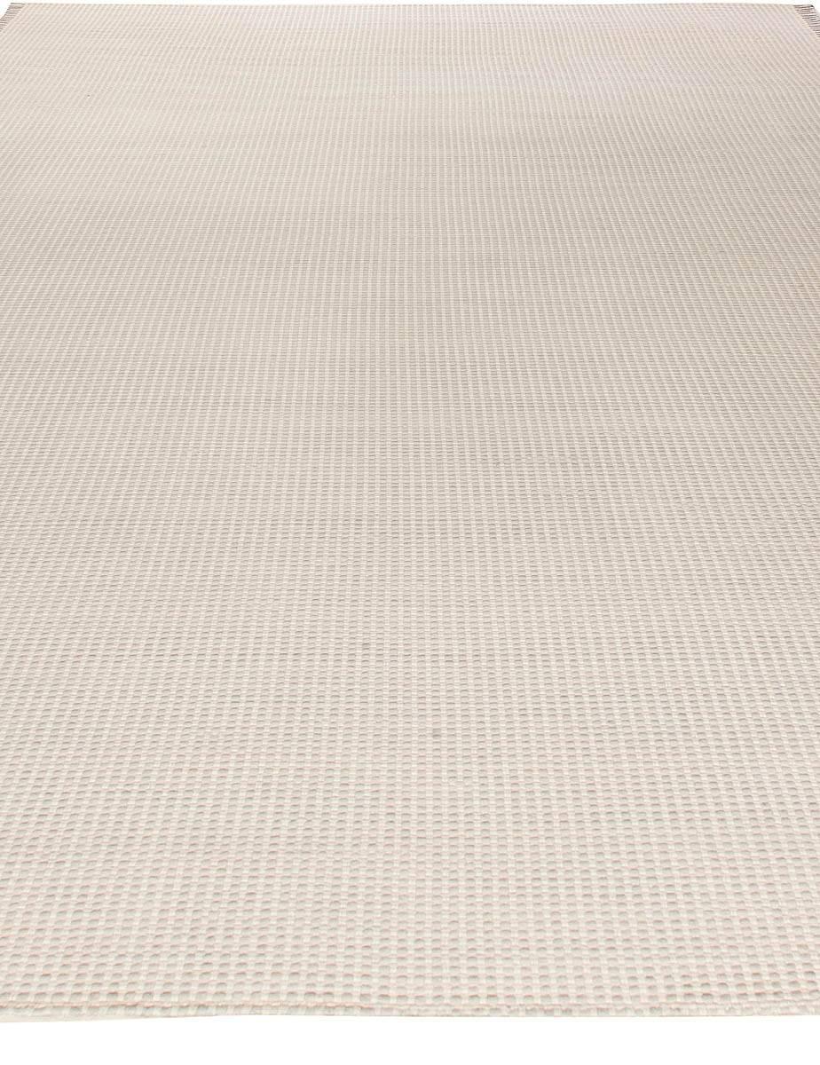 Modern Contemporary Solid Beige and Gray Flat-Weave Wool Rug by Doris Leslie Blau For Sale