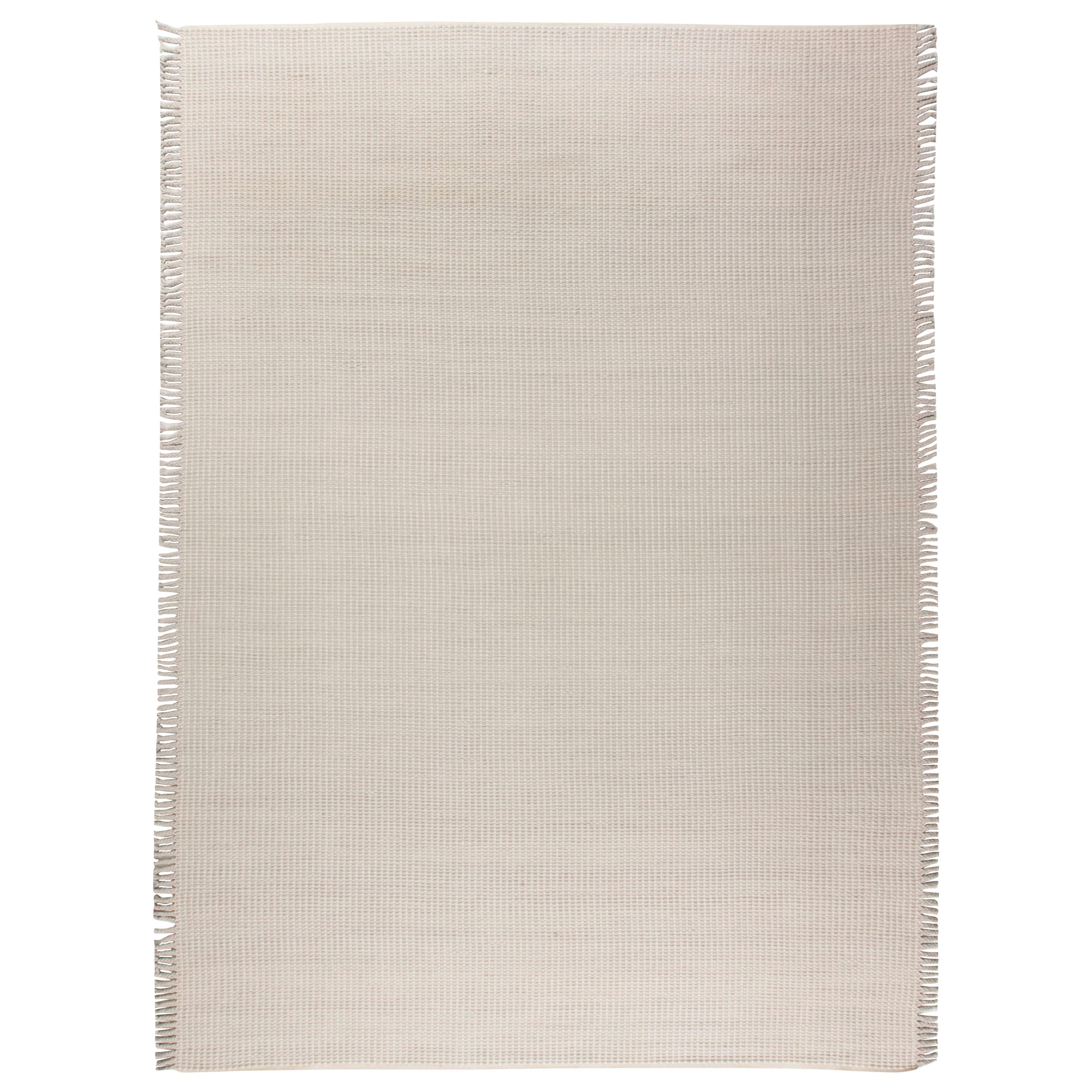 Contemporary Solid Beige, Gray Flat-Weave Wool Rug by Doris Leslie Blau