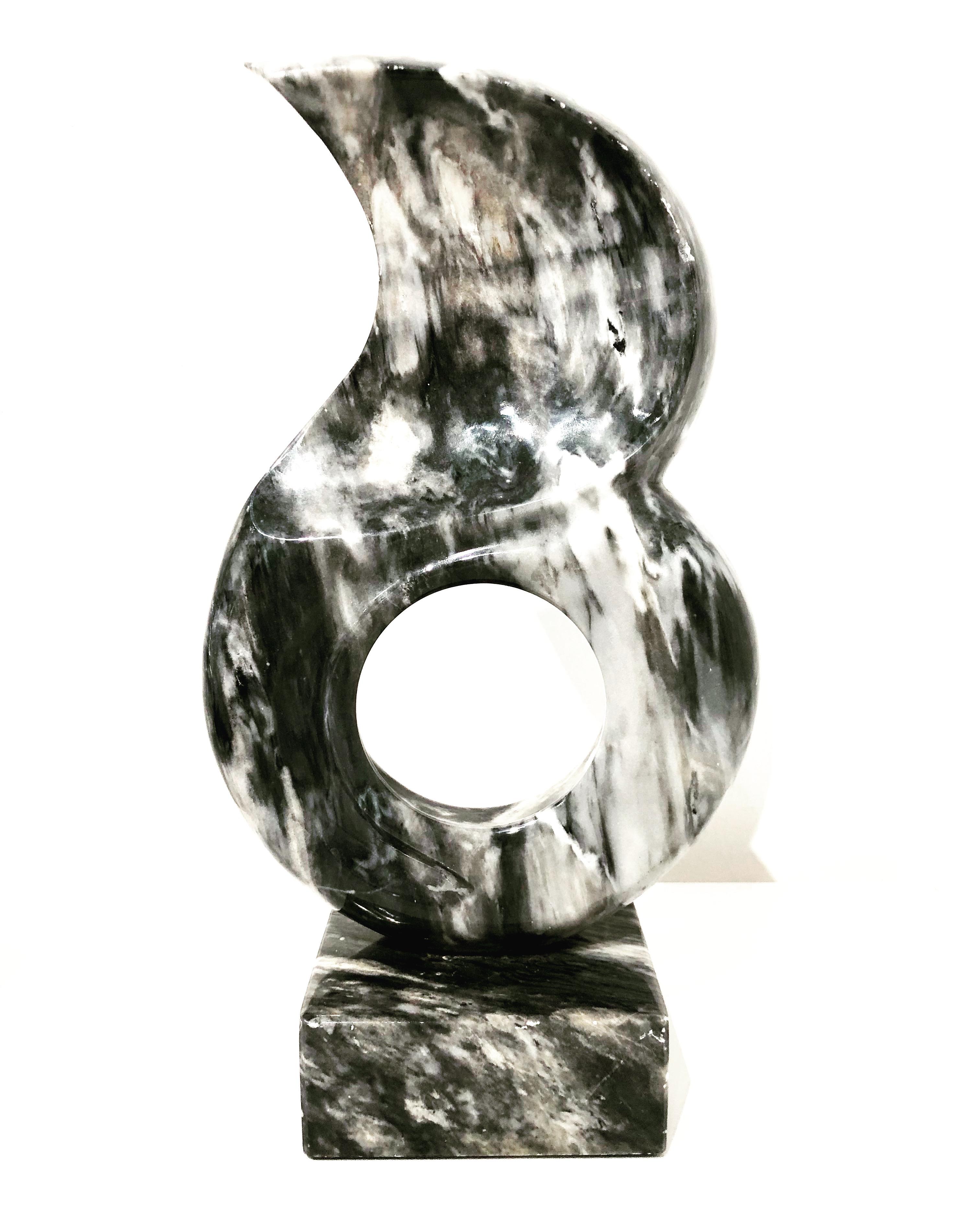 Marble Contemporary Solid Black and White Abstract Sculpture For Sale