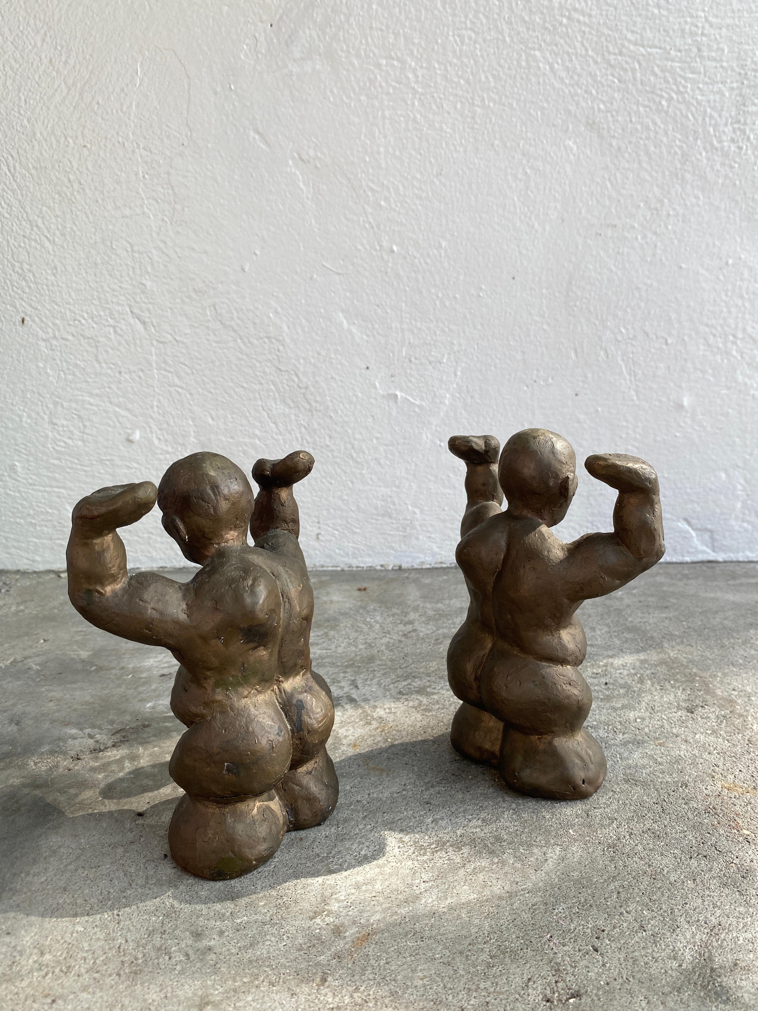 American Contemporary solid brass naked chubby men - set of 2 For Sale