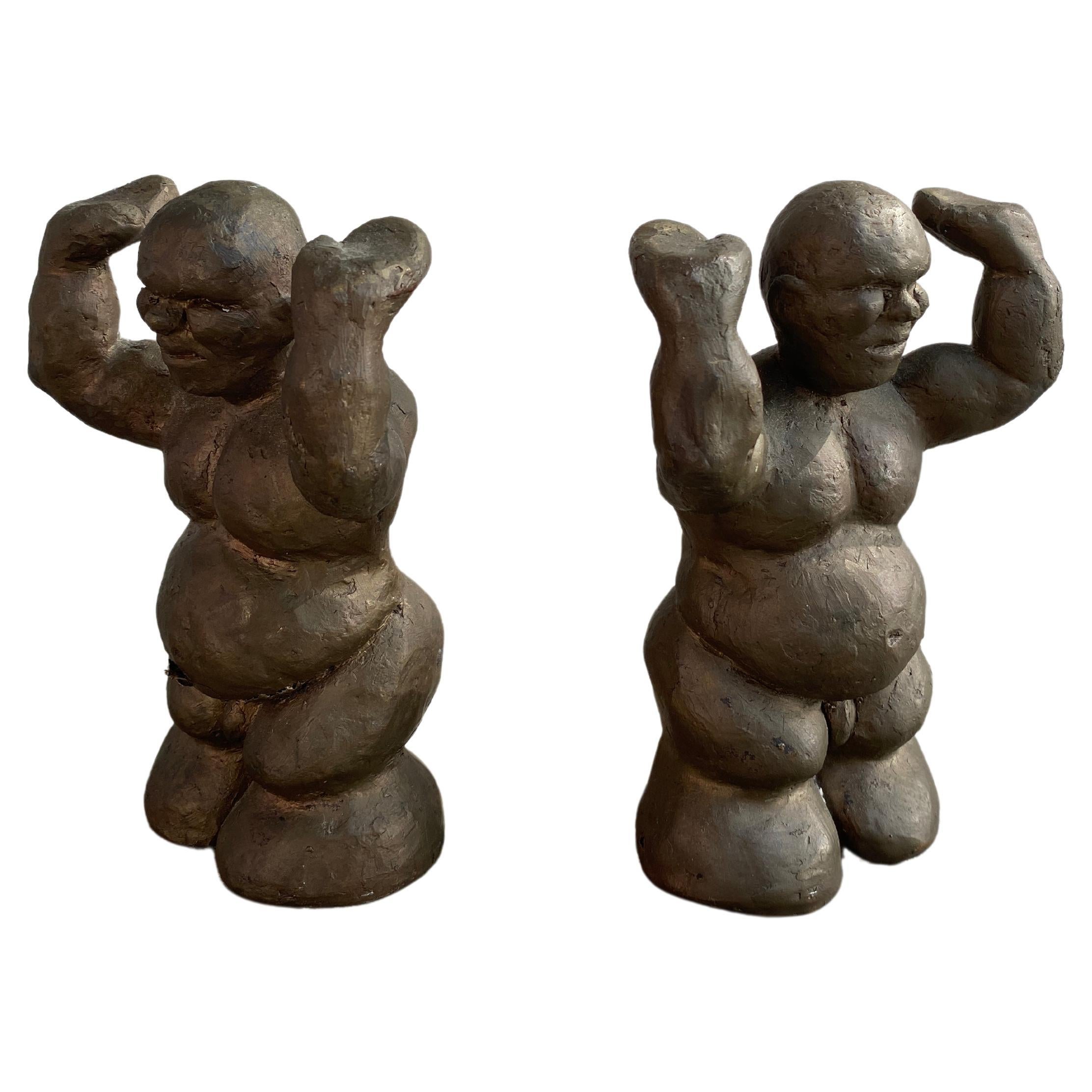 Contemporary solid brass naked chubby men - set of 2