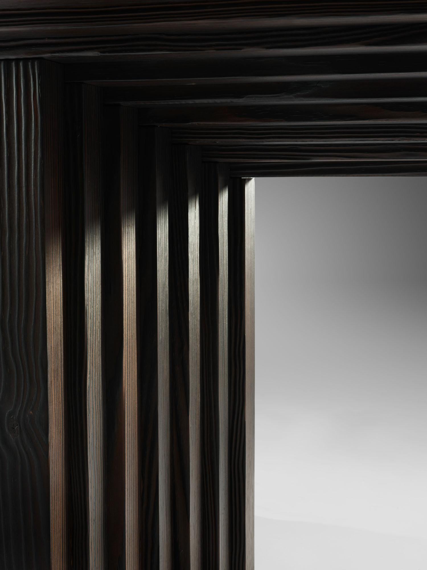 Ash Contemporary Solid Burned Pine, Geometrical Ater Dining Table by Tim Vranken For Sale