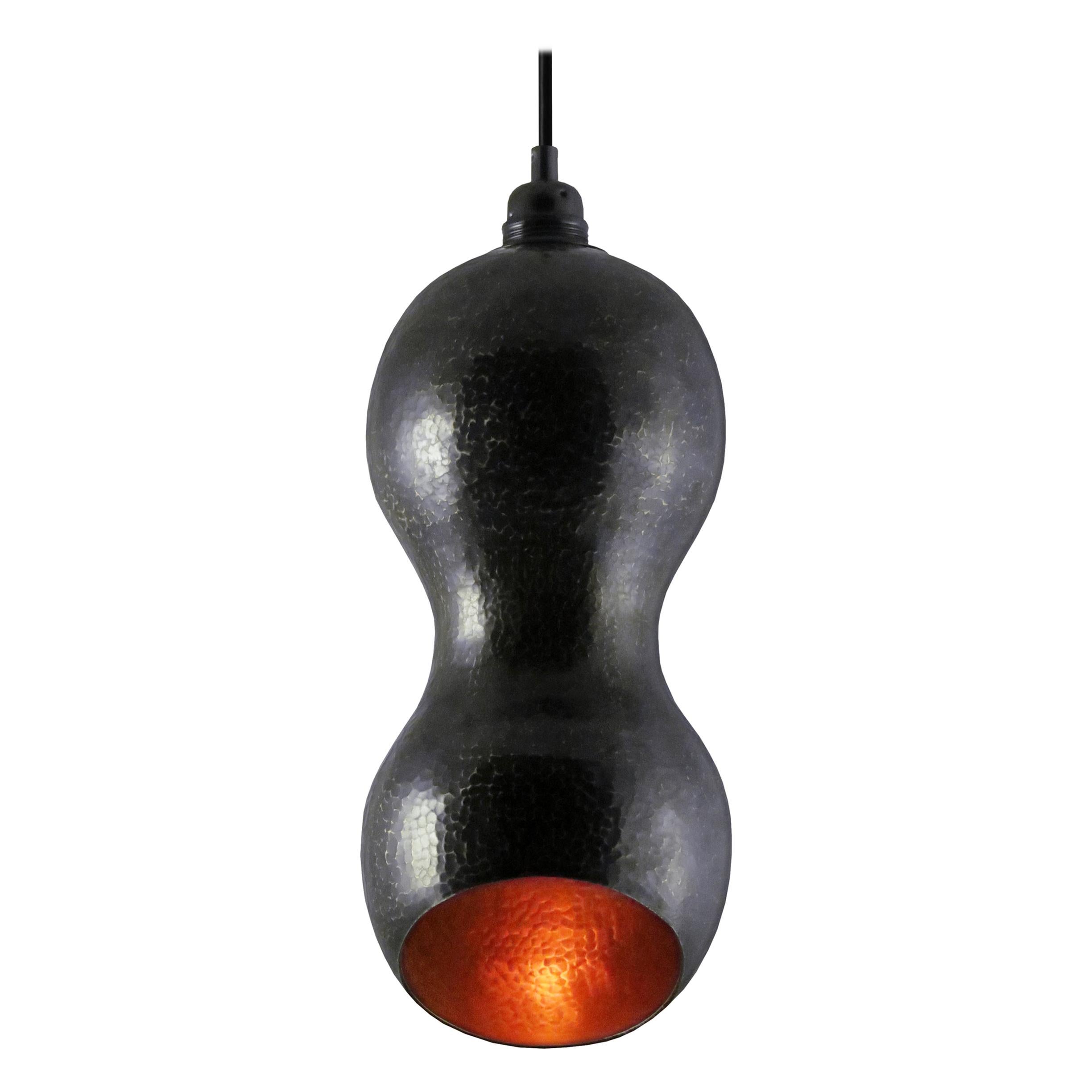 Contemporary Solid Copper Architectural Pendant Lamp in Charcoal finish For Sale