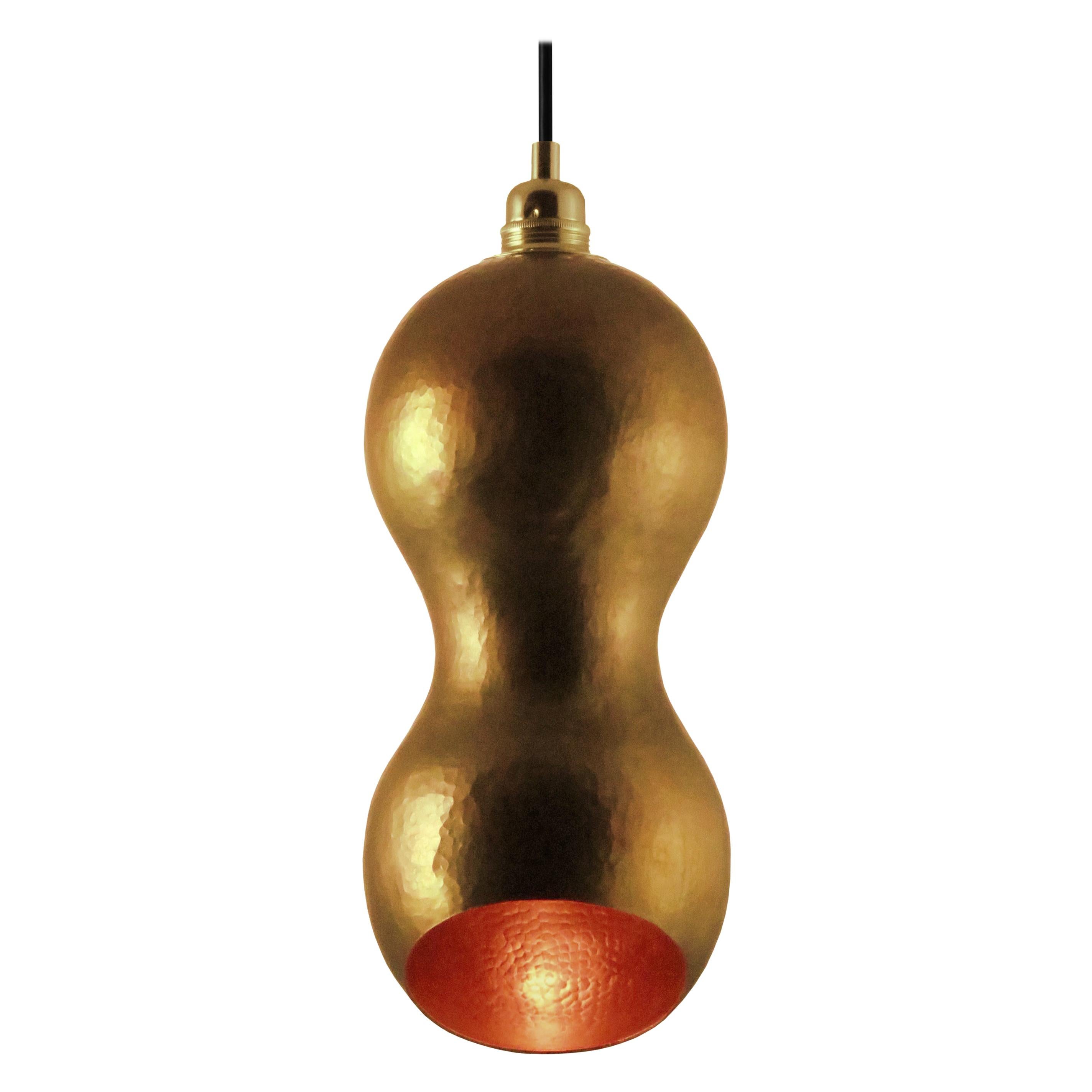 Contemporary Solid Copper Architectural Pendant Lamp in Gold Finish For Sale