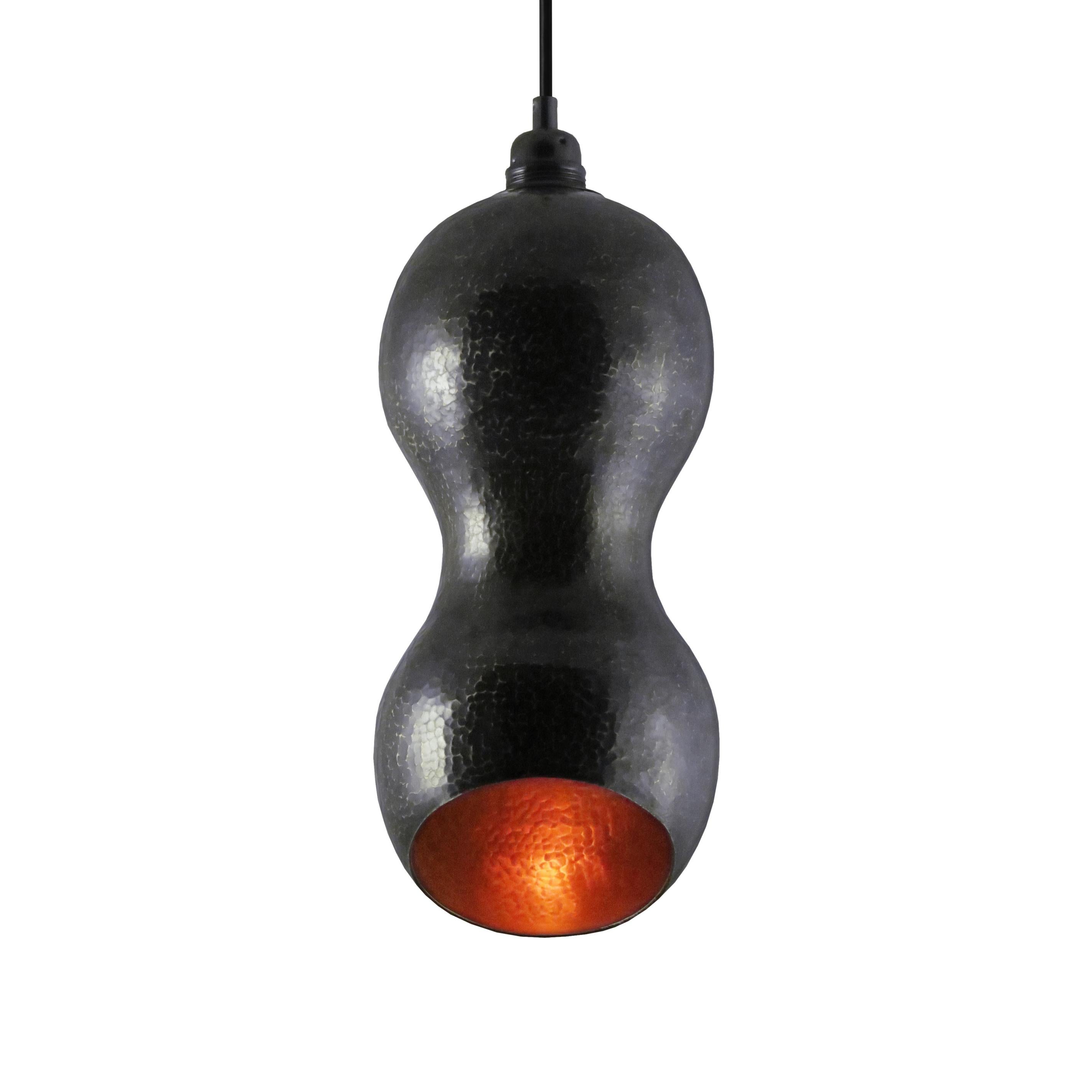 Mexican Contemporary Solid Copper Architectural Pendant Lamp in Natural finish For Sale