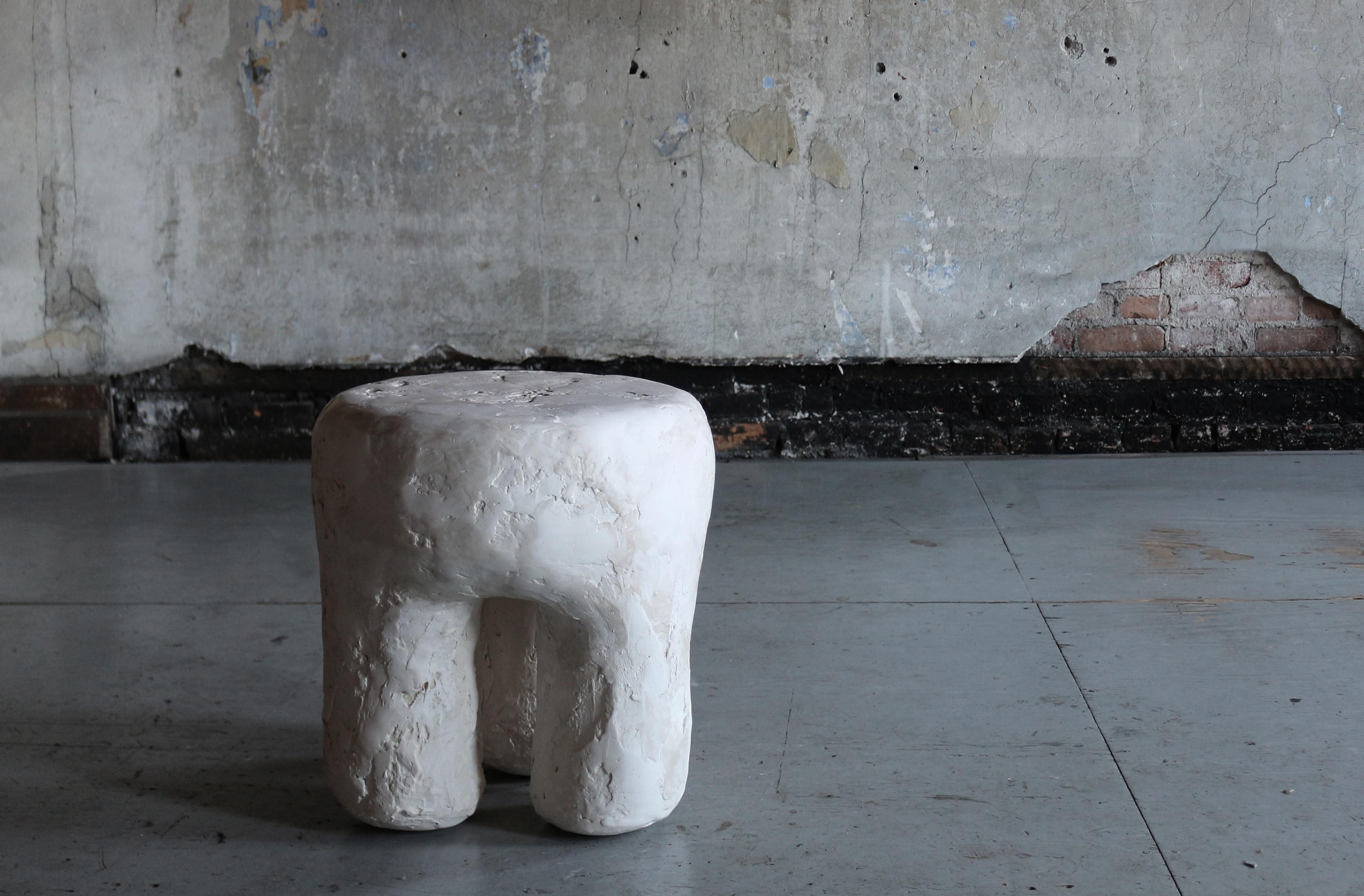 Modern Contemporary Solid Fluid Spackle Stool in Ceramic For Sale