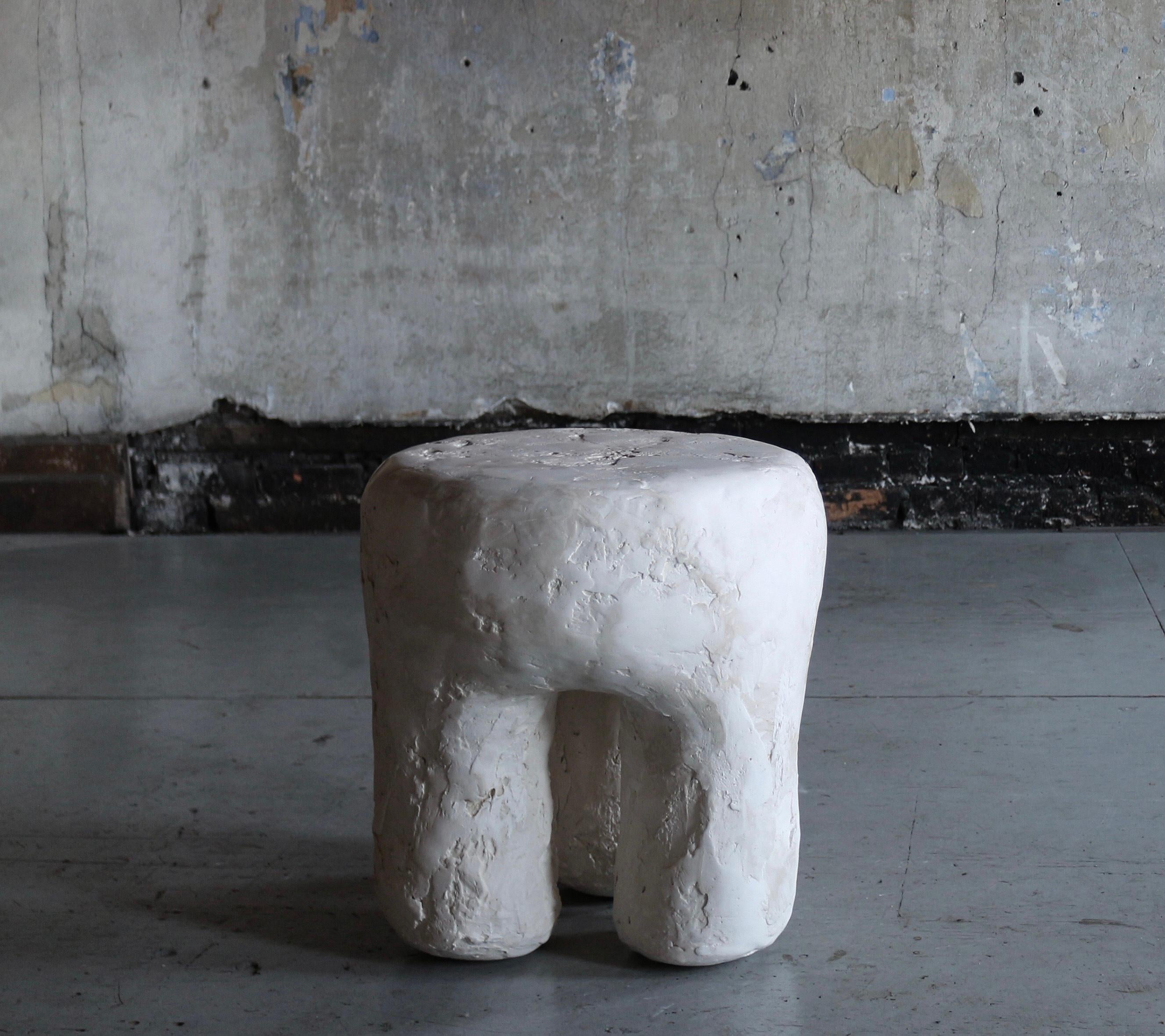 American Contemporary Solid Fluid Spackle Stool in Ceramic For Sale