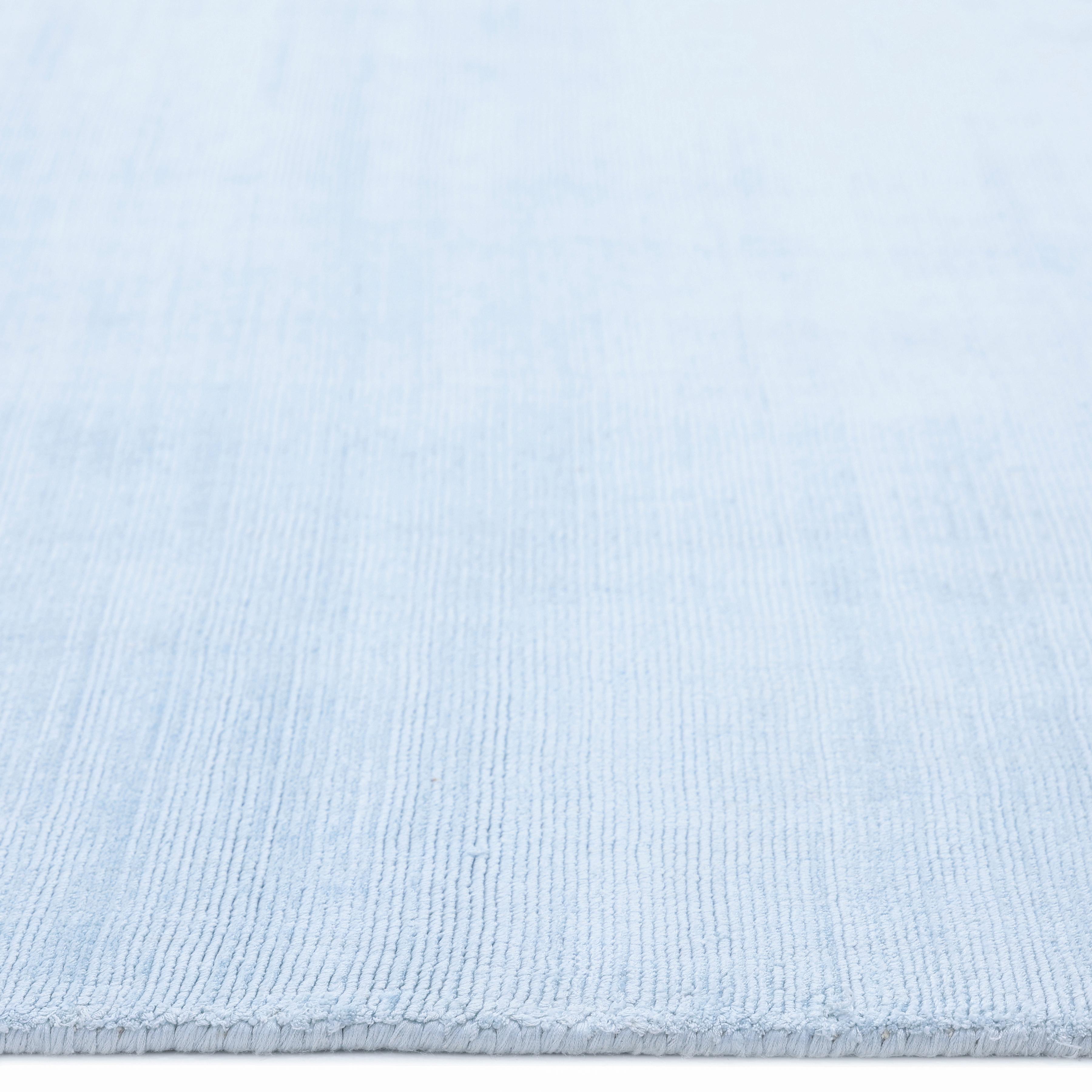 Contemporary Solid Hand Made Blue Area Rug 3' 0