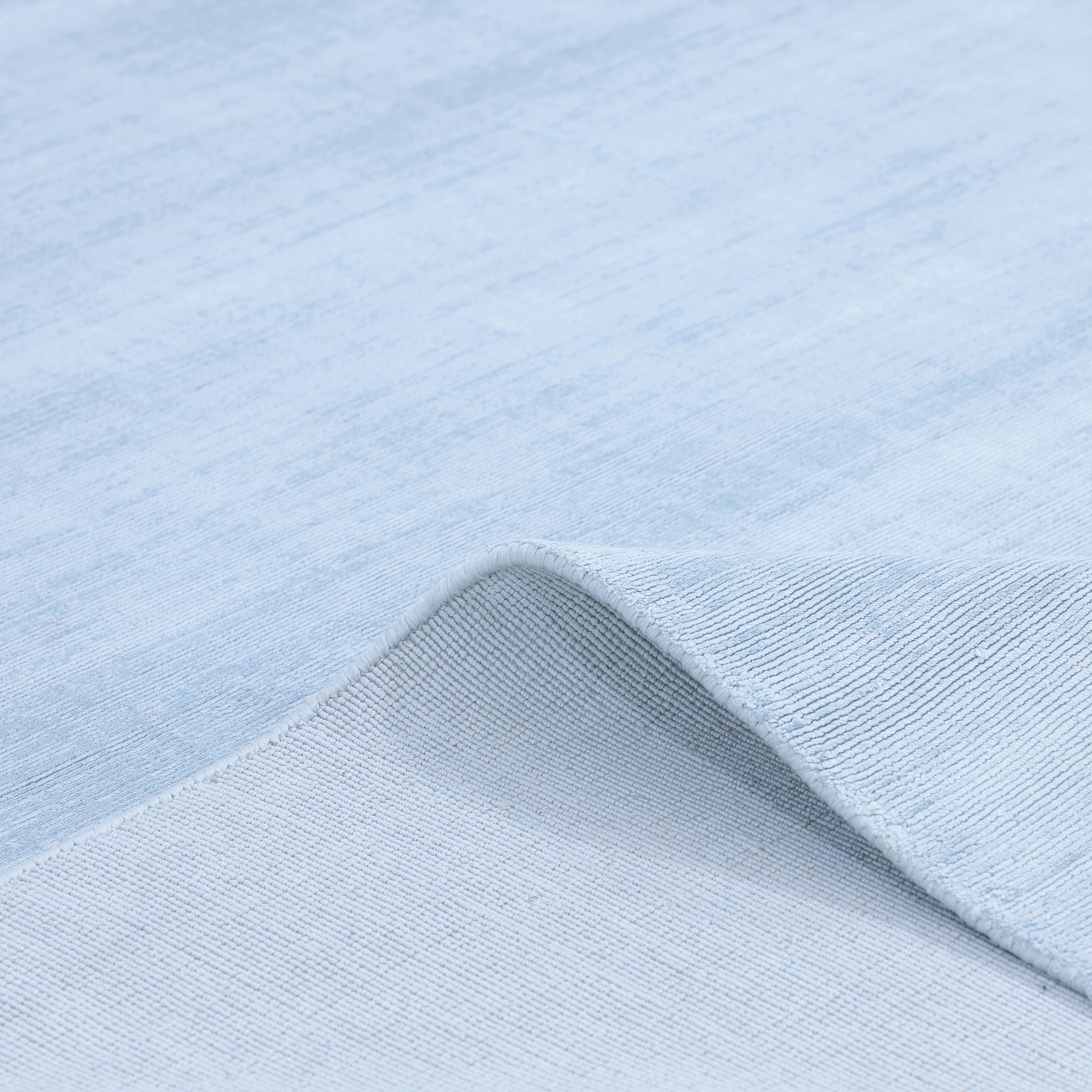 Contemporary Solid Hand Made Blue Area Rug 3' 0