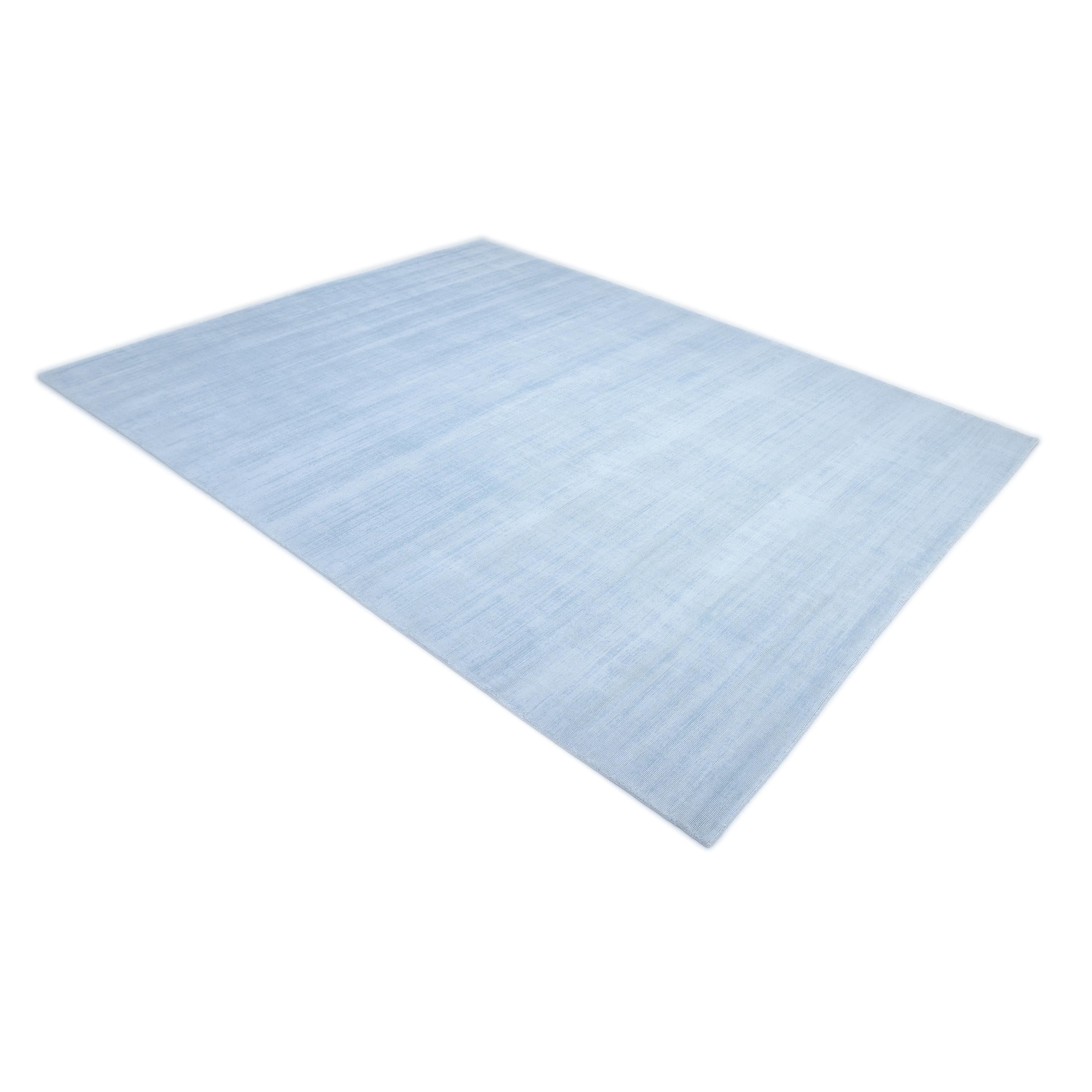 Contemporary Solid Hand Made Blue Area Rug 3' 0