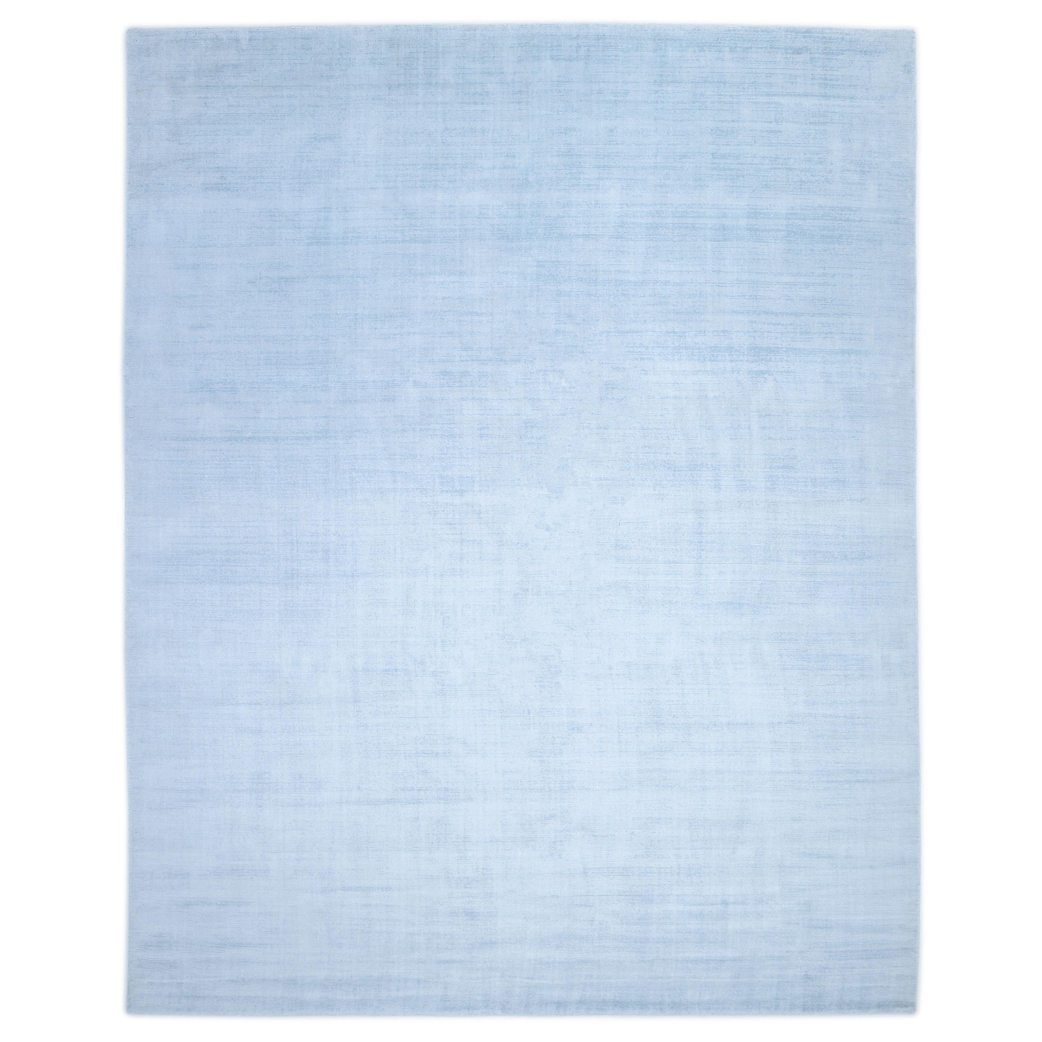 Tapis de sol Contemporary Solid Hand Made Blue 3' 0" x 5' 0"