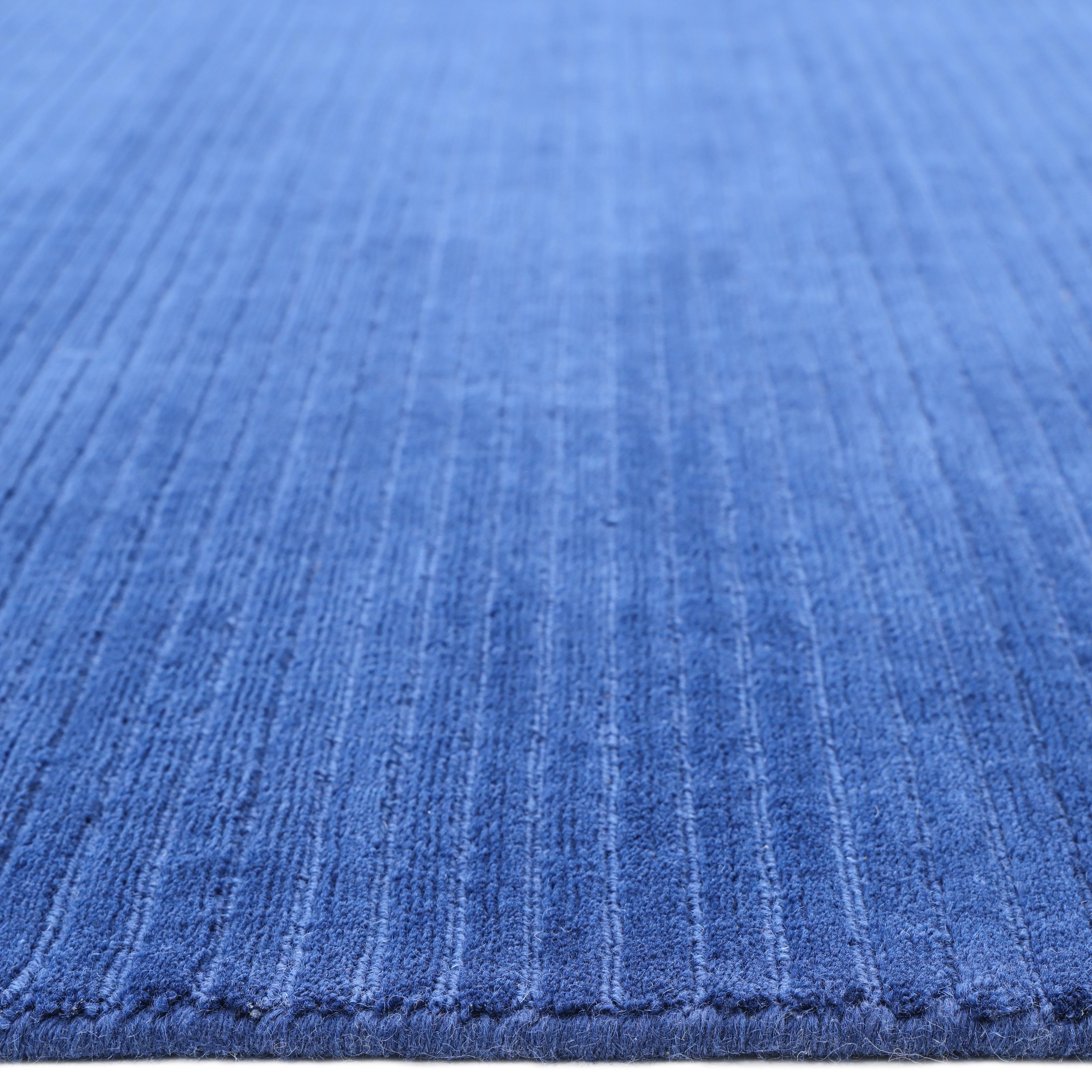 Contemporary Solid Hand Made Blue Area Rug 8' 0