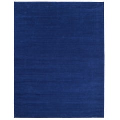 Alfombra contemporánea Hand Made Solid Azul 8' 0" x 10' 0