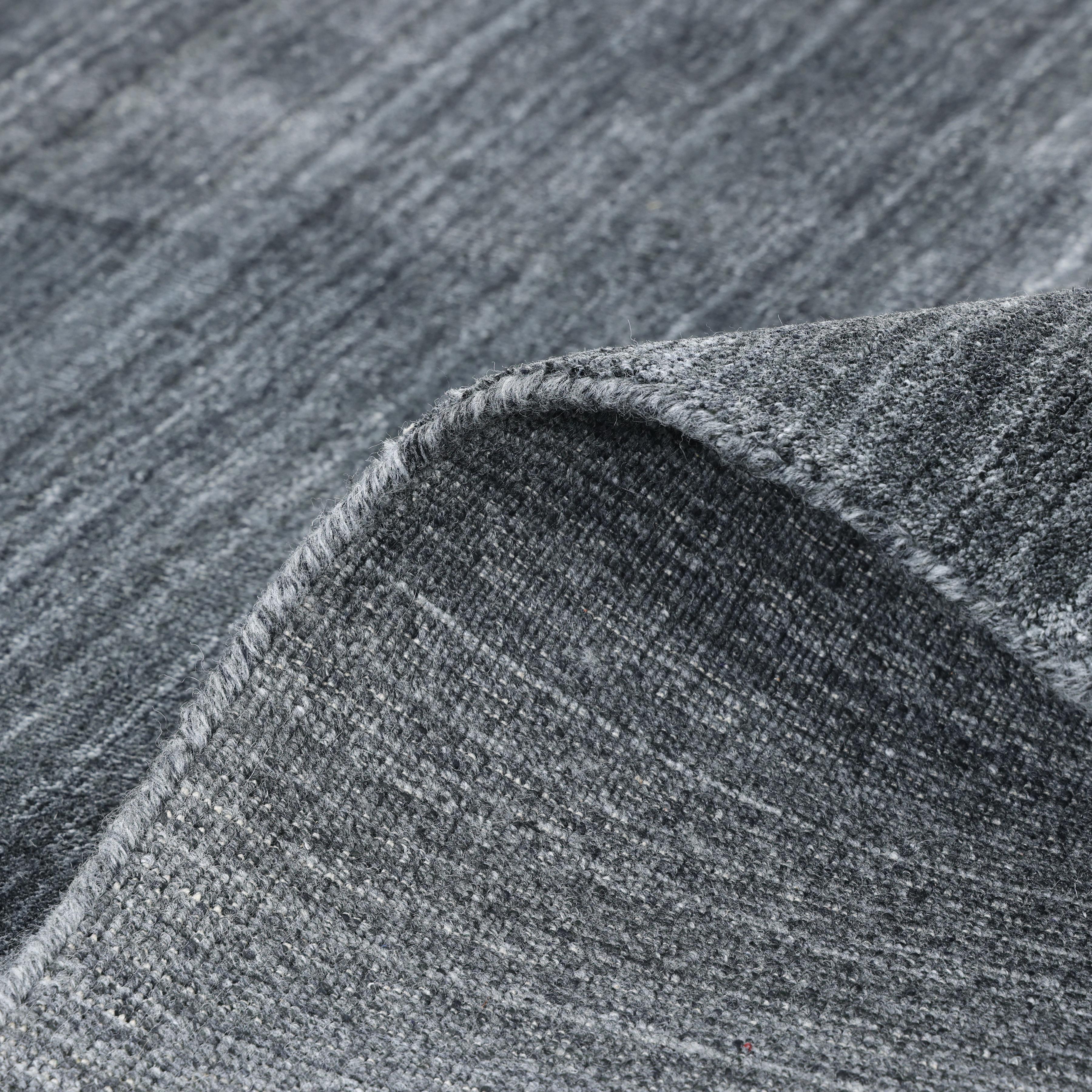 Wool Contemporary Solid Hand Made Dark Gray Area Rug 10' 0