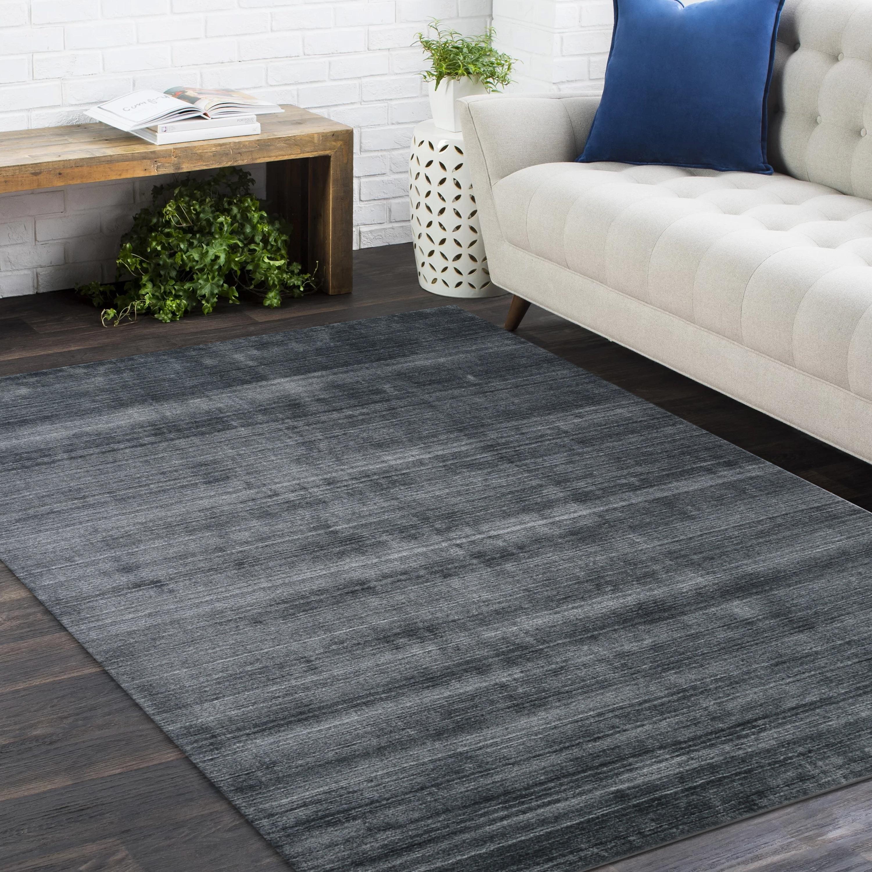 Contemporary Solid Hand Made Dark Gray Area Rug 10' 0