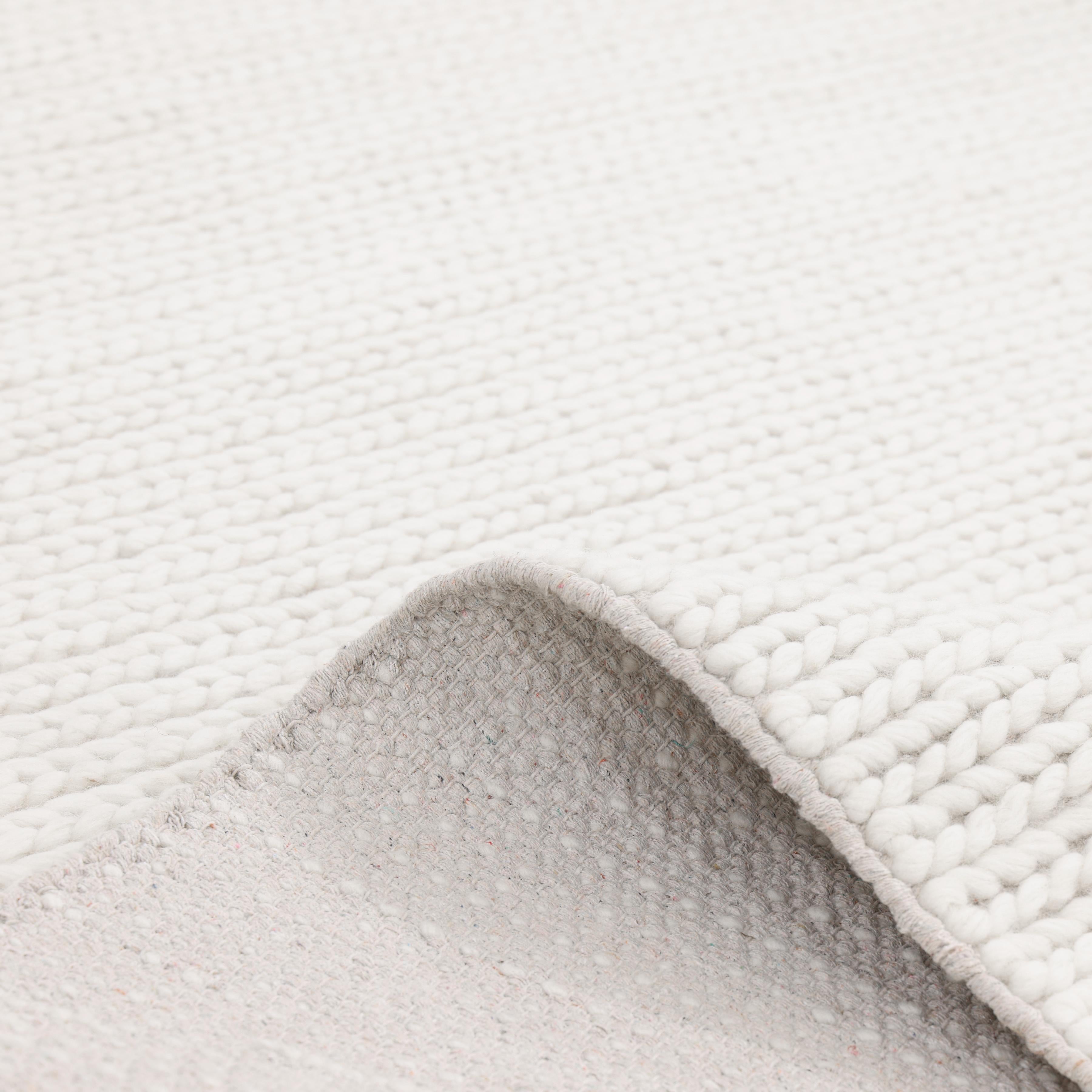 Wool Contemporary Solid Hand Made Ivory Area Rug 3' 0