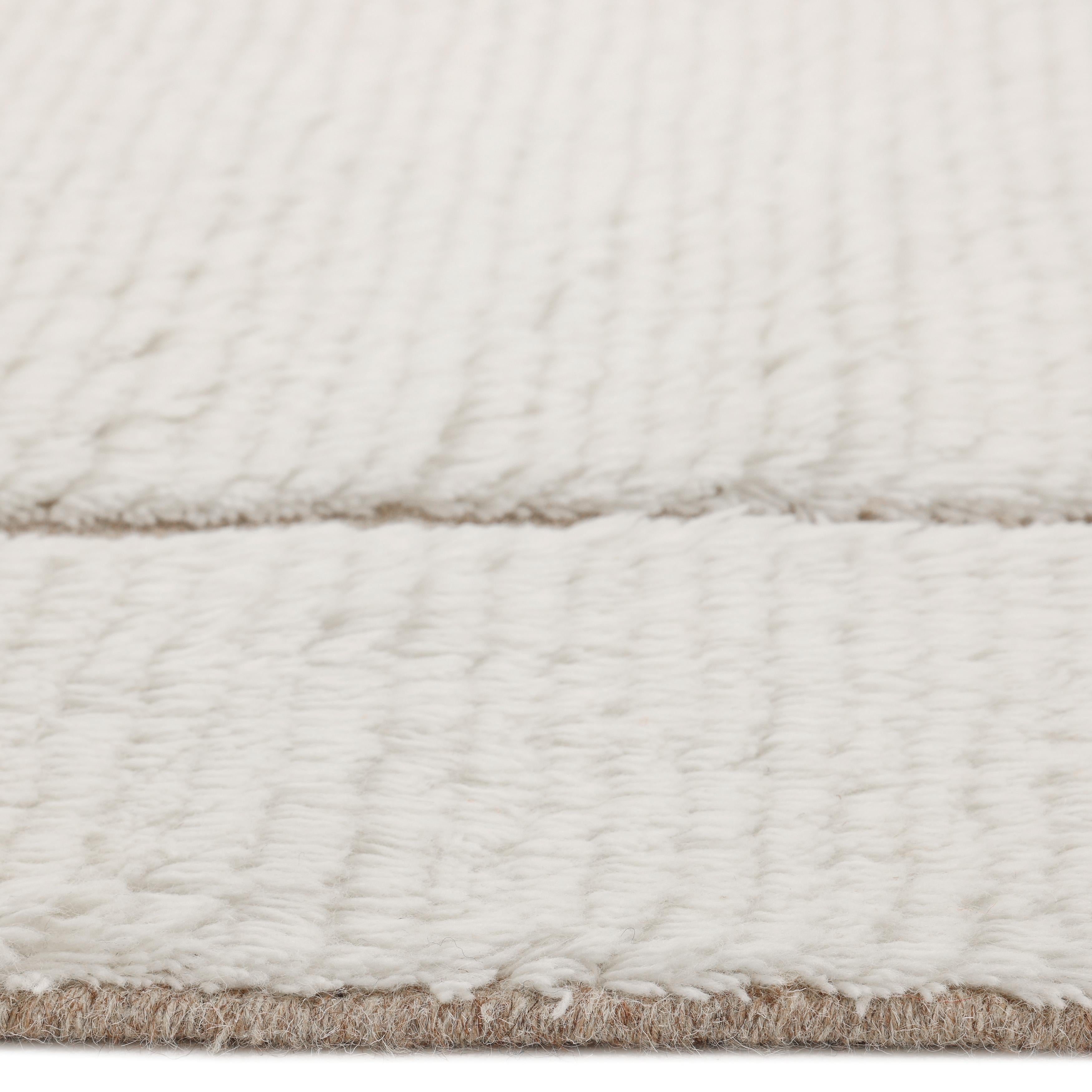 Zeitgenössische solide Hand Made Elfenbein Bereich Teppich 3' 0