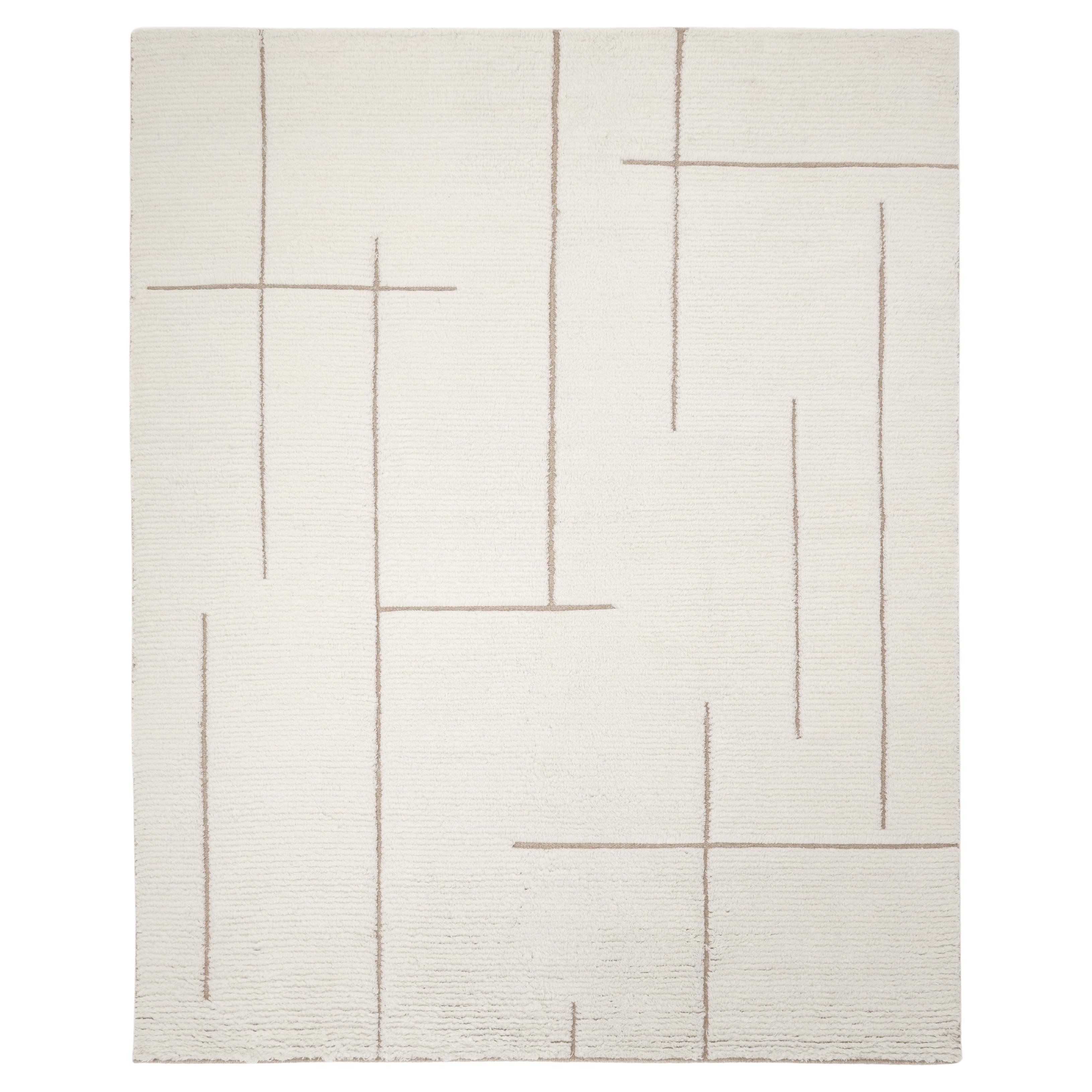 Contemporary Solid Hand Made Ivory Area Rug 3' 0" x 5' 0"