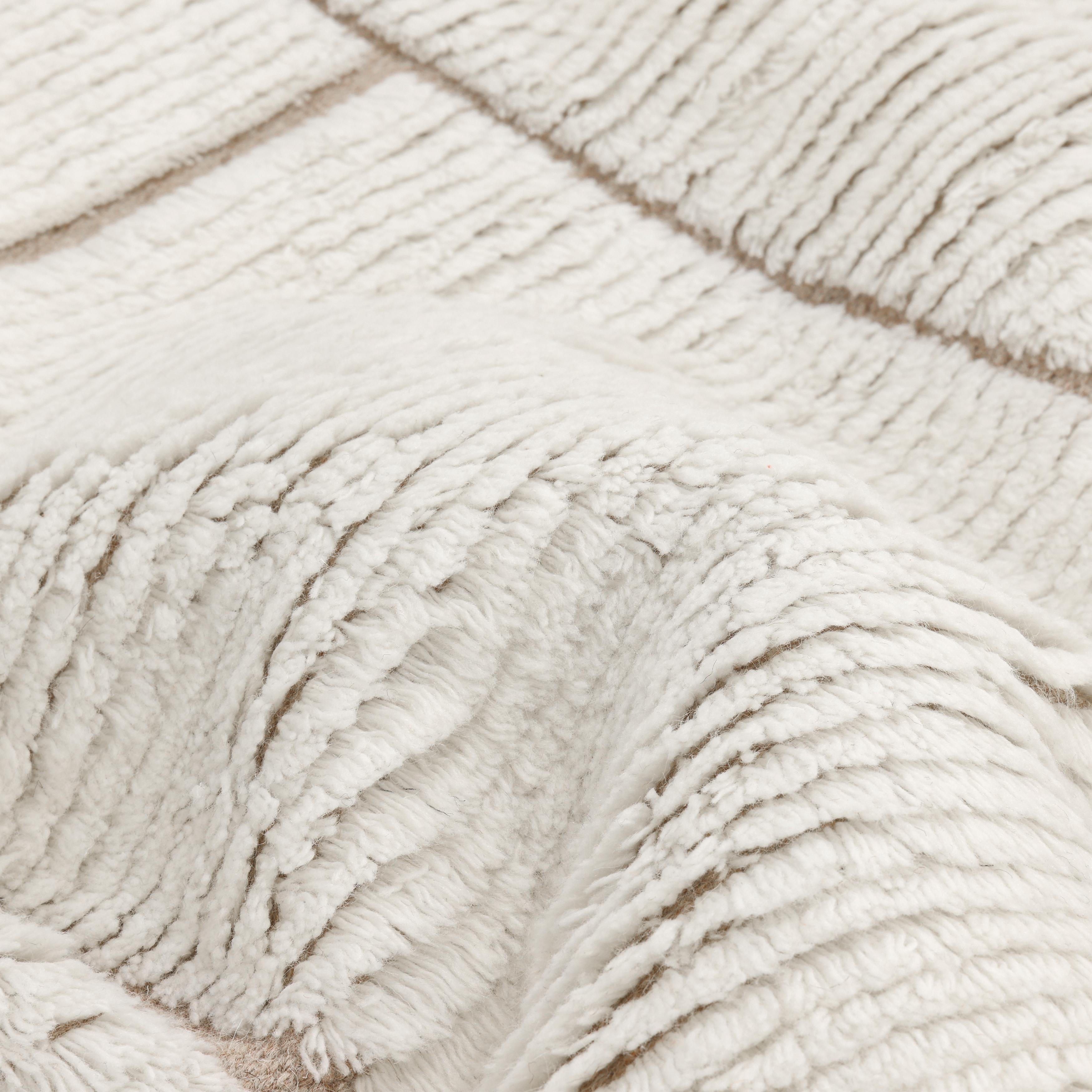 Contemporary Solid Hand Made Elfenbein Bereich Teppich 5' 0