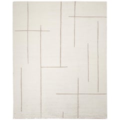 Contemporary Solid Hand Made Ivory Area Rug 5' 0" x 8' 0"