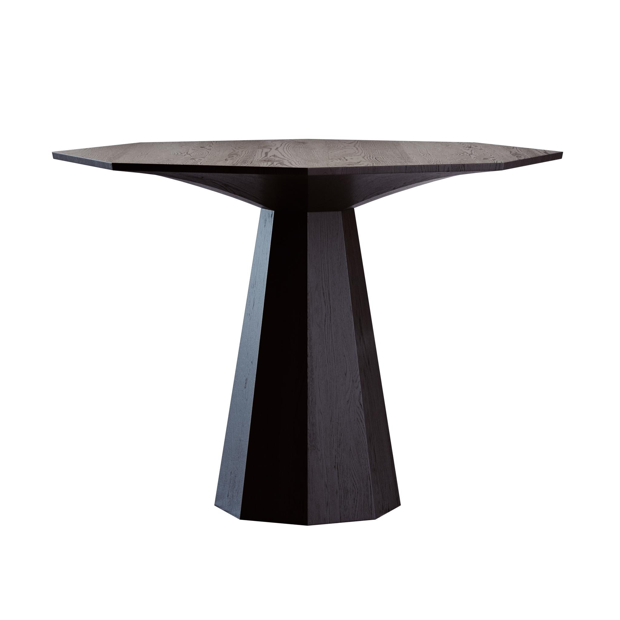 Moldovan Contemporary Solid Oak Dining Table in Black with Geometric Forms For Sale