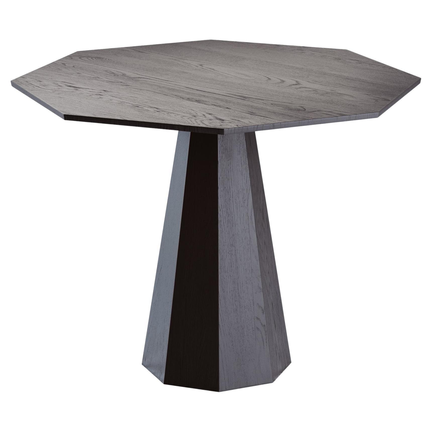 Contemporary Solid Oak Dining Table in Black with Geometric Forms For Sale