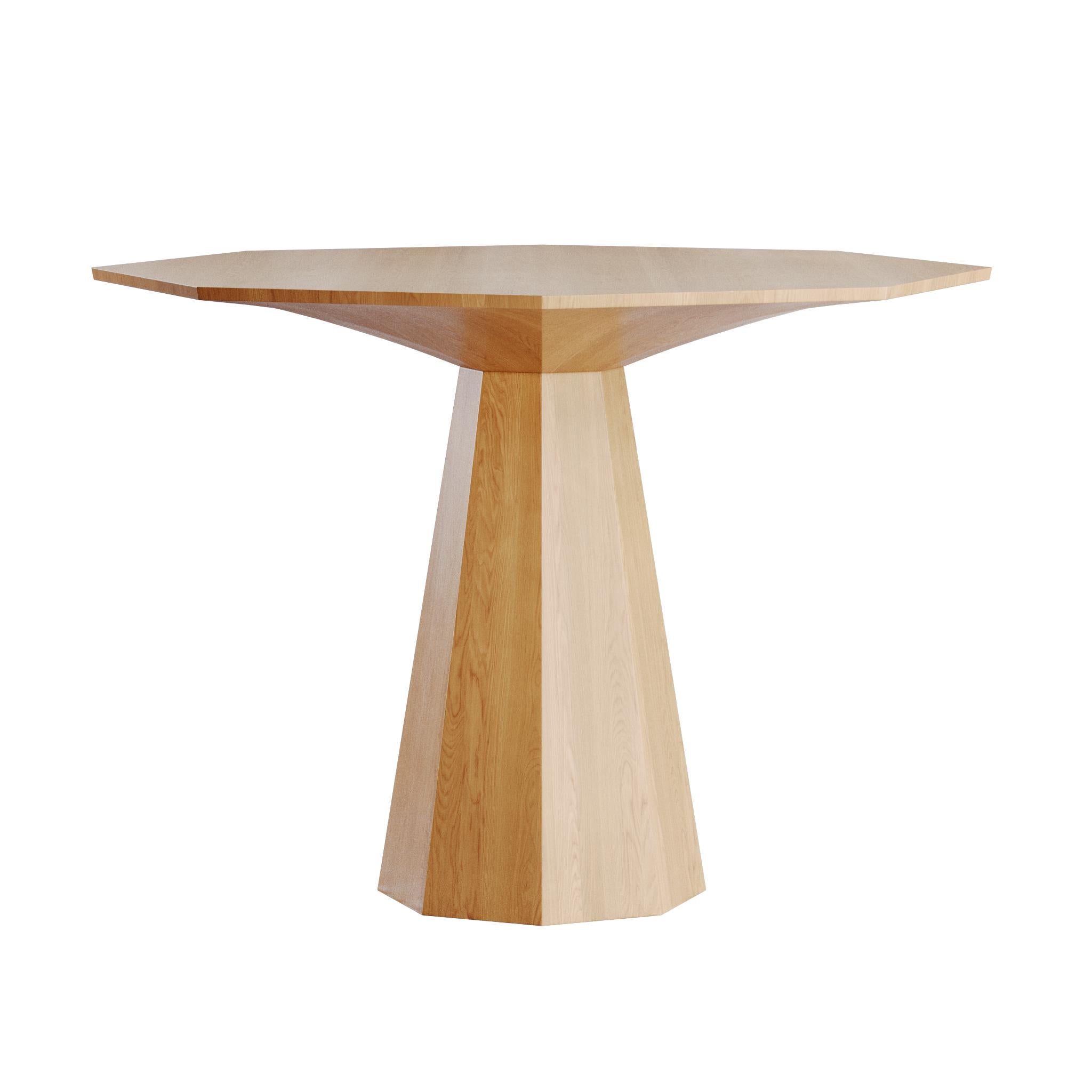 Moldovan Contemporary Solid Oak Dining Table in Natural Finish with Geometric Forms For Sale