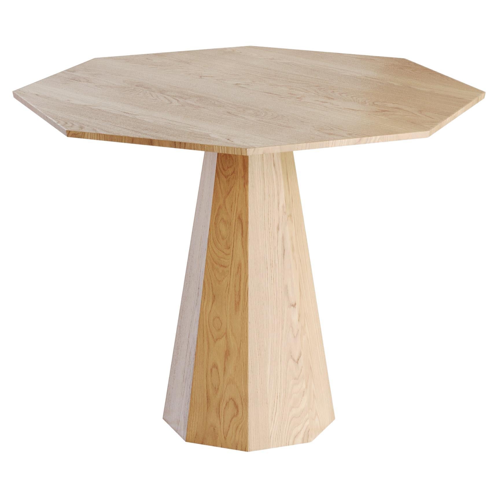 Contemporary Solid Oak Dining Table in Natural Finish with Geometric Forms