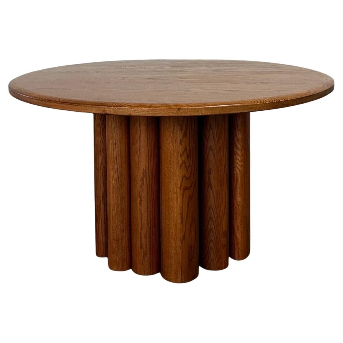 Contemporary Solid oak ribbed dining table For Sale