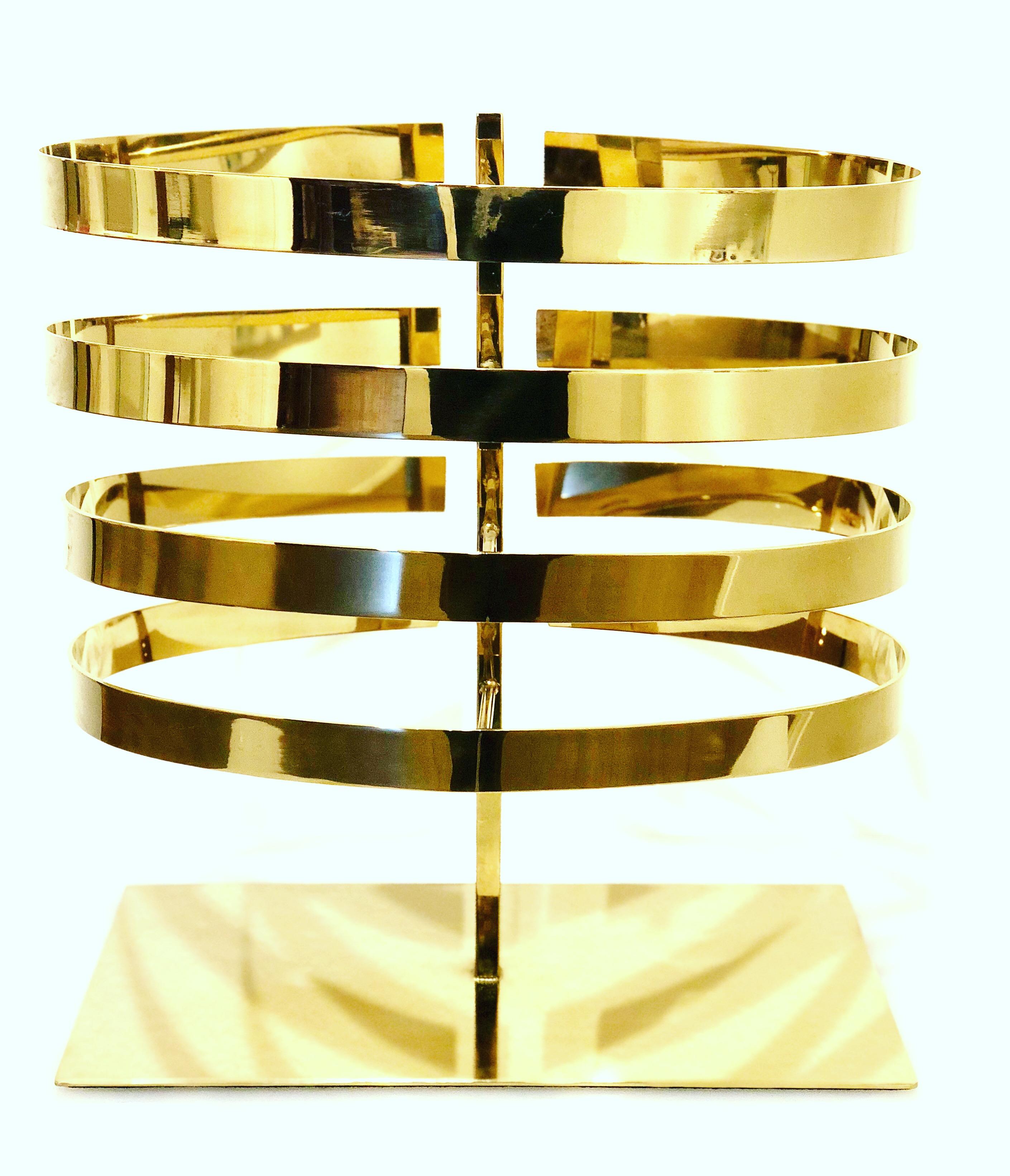 American Contemporary Solid Polished Brass Sculpture For Sale
