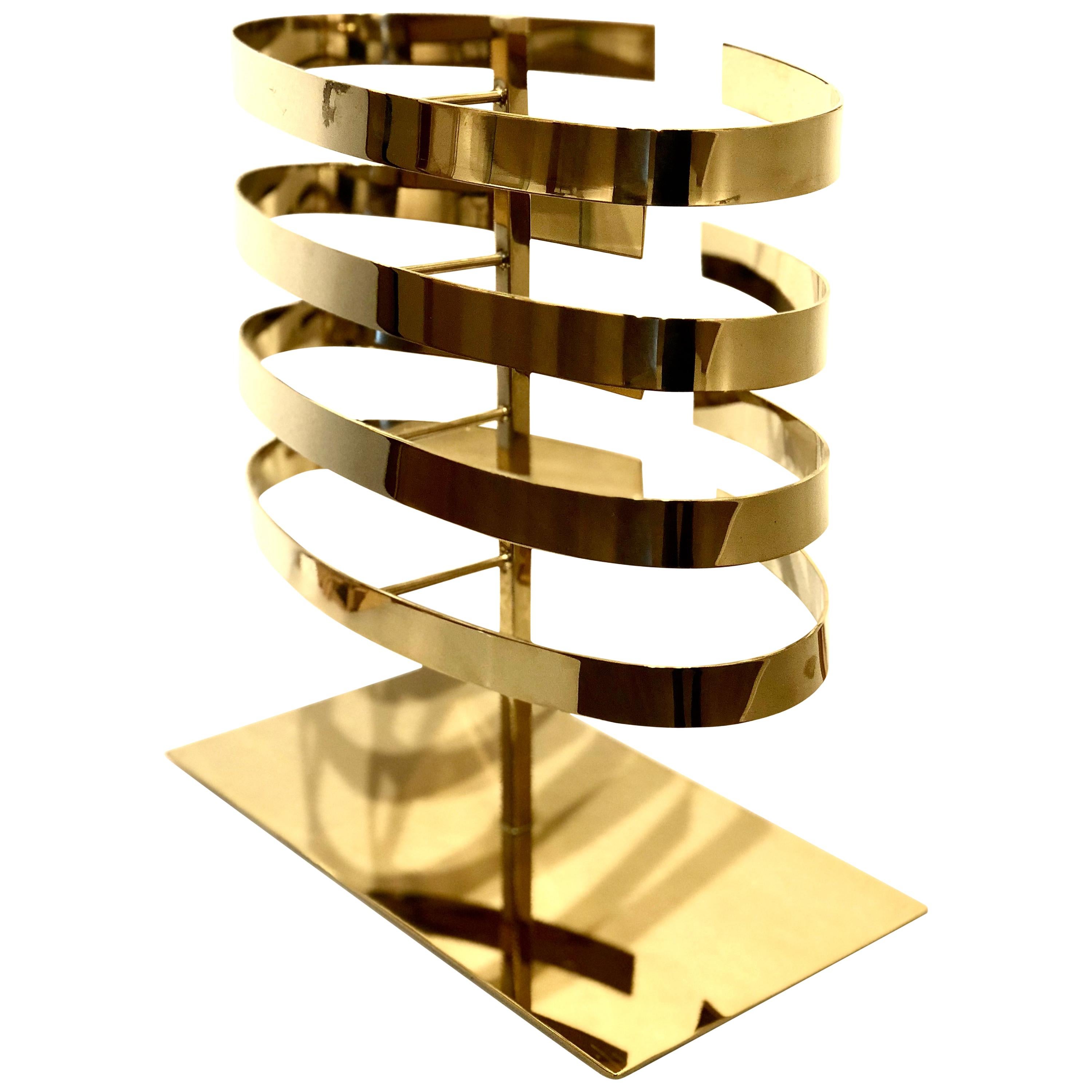 Contemporary Solid Polished Brass Sculpture