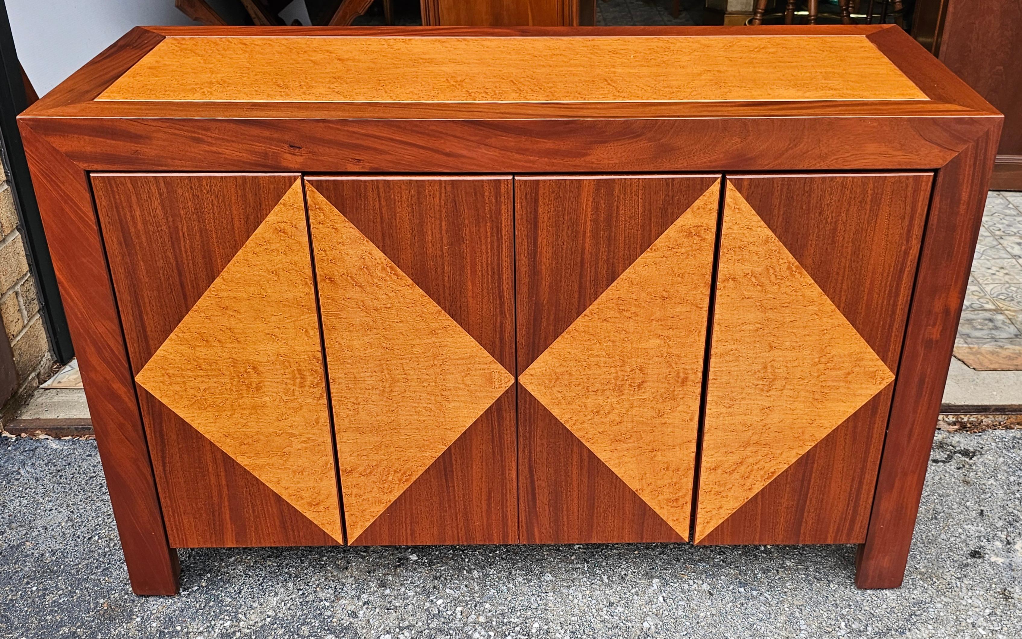 American Contemporary Solid Rosewood and Birdseye Maple Sideboard / Buffet For Sale