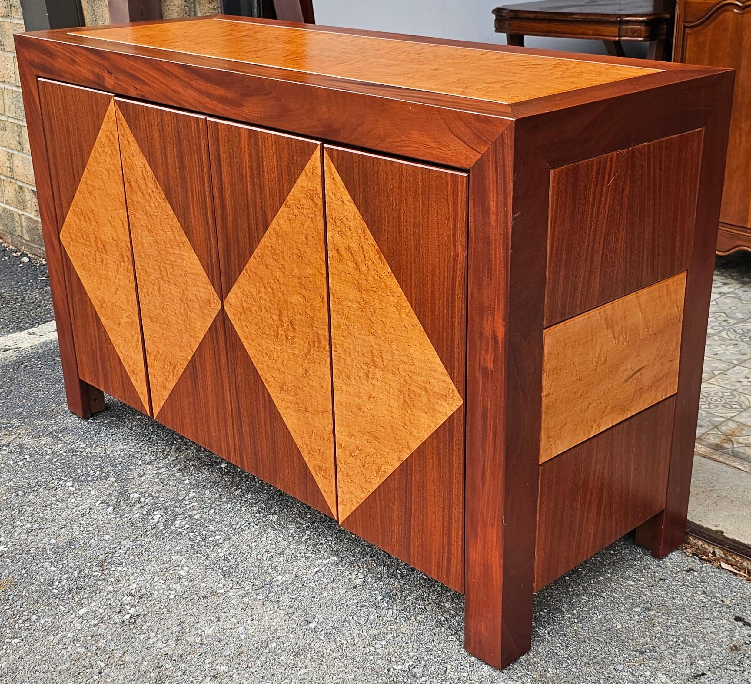 Stained Contemporary Solid Rosewood and Birdseye Maple Sideboard / Buffet For Sale