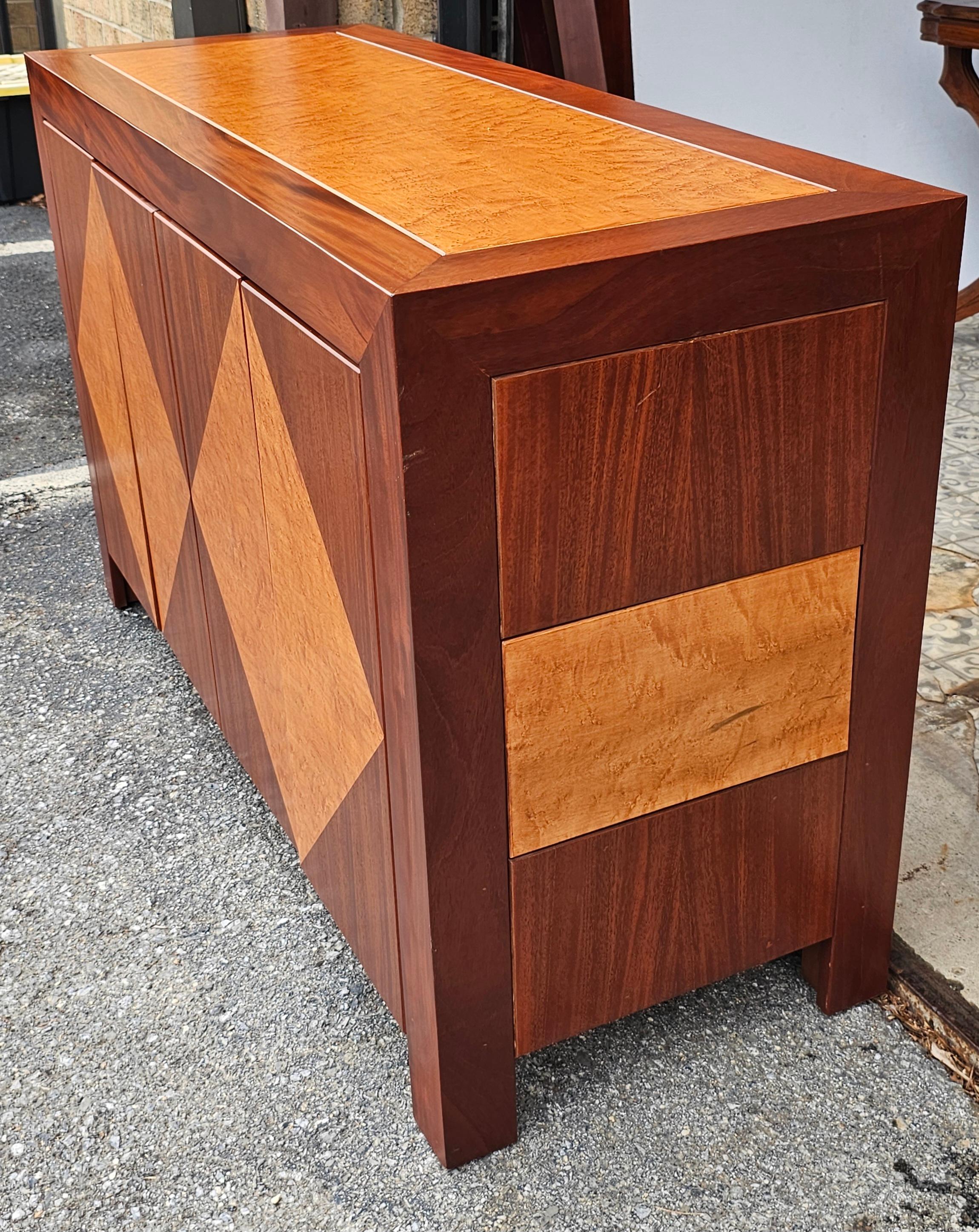 Contemporary Solid Rosewood and Birdseye Maple Sideboard / Buffet In Good Condition For Sale In Germantown, MD