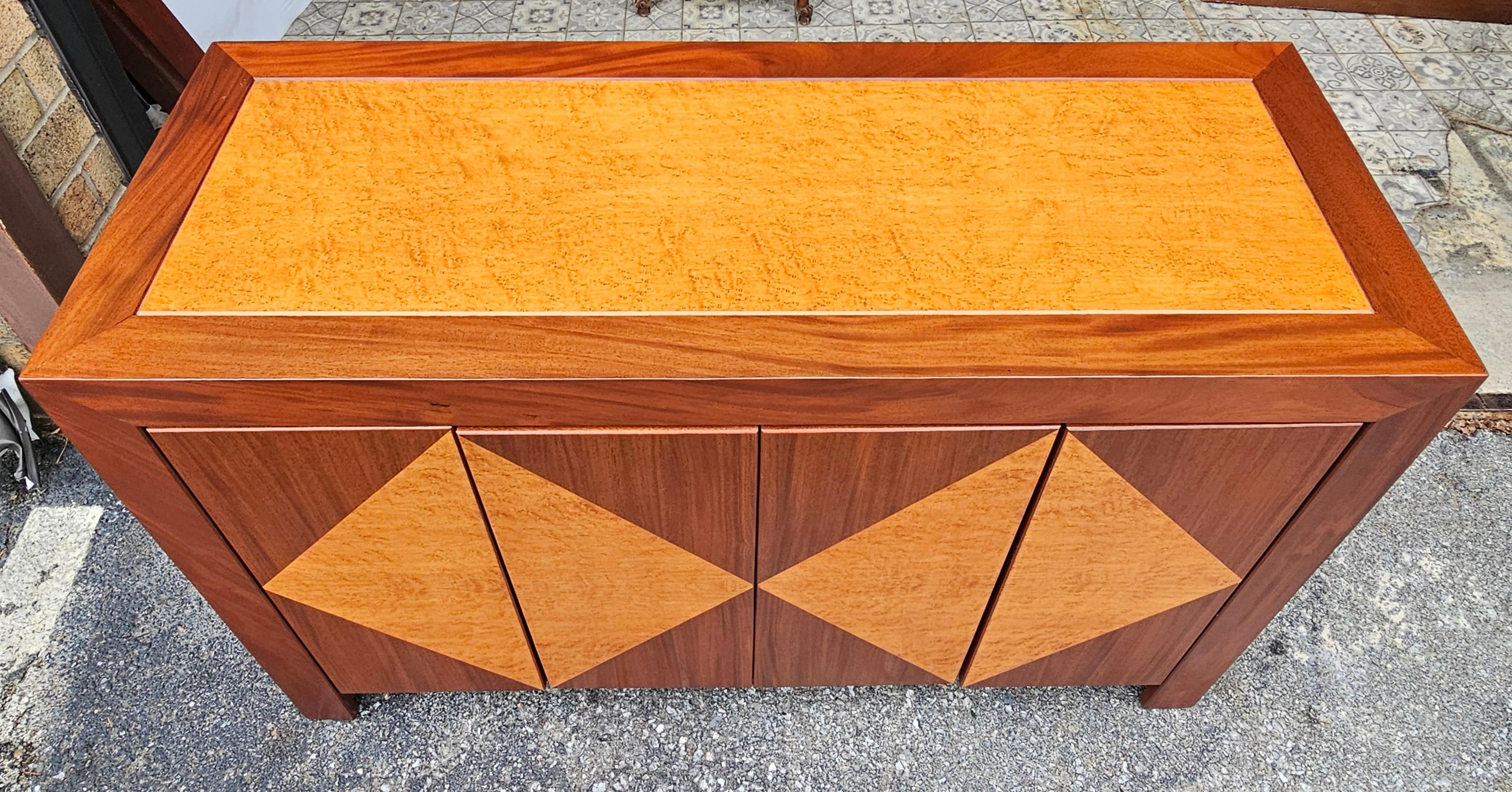 20th Century Contemporary Solid Rosewood and Birdseye Maple Sideboard / Buffet For Sale