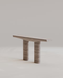 Contemporary Solid Silver Travertine Abraccio Console 140 by Studio Narra
