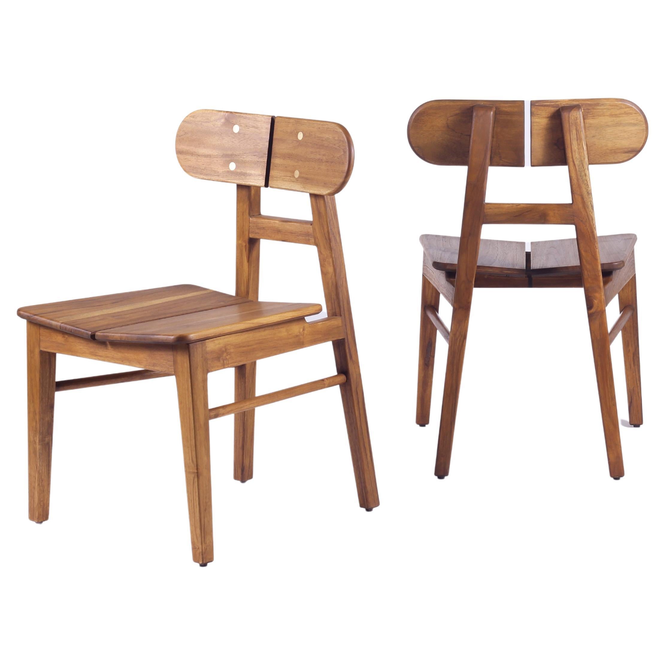 Set of 4 California Modern Primitive Studio Craft Wood Chairs For Sale