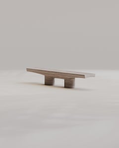 Contemporary Solid Travertine Silver Abraccio Bench 140 by Studio Narra