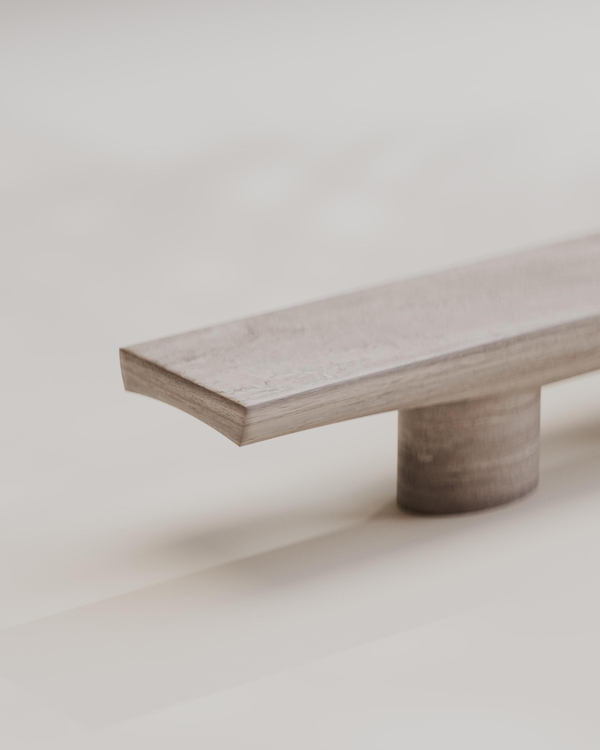 Hand-Crafted Contemporary Solid Travertine Silver Abraccio Bench 140 by Studio Narra For Sale